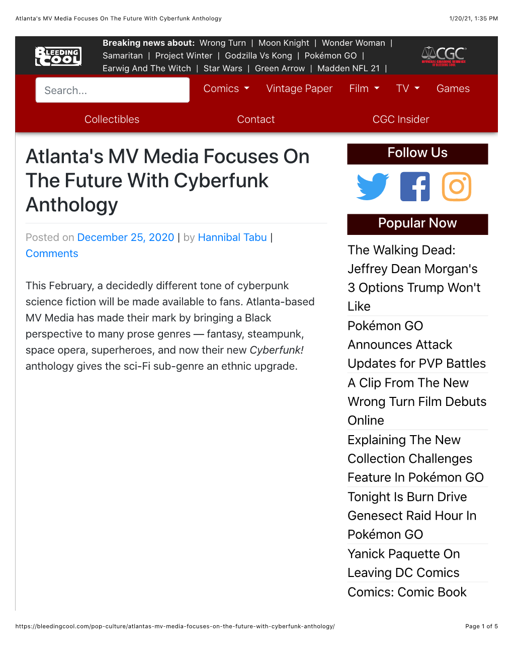 Atlanta's MV Media Focuses on the Future with Cyberfunk Anthology 1/20/21, 1:35 PM