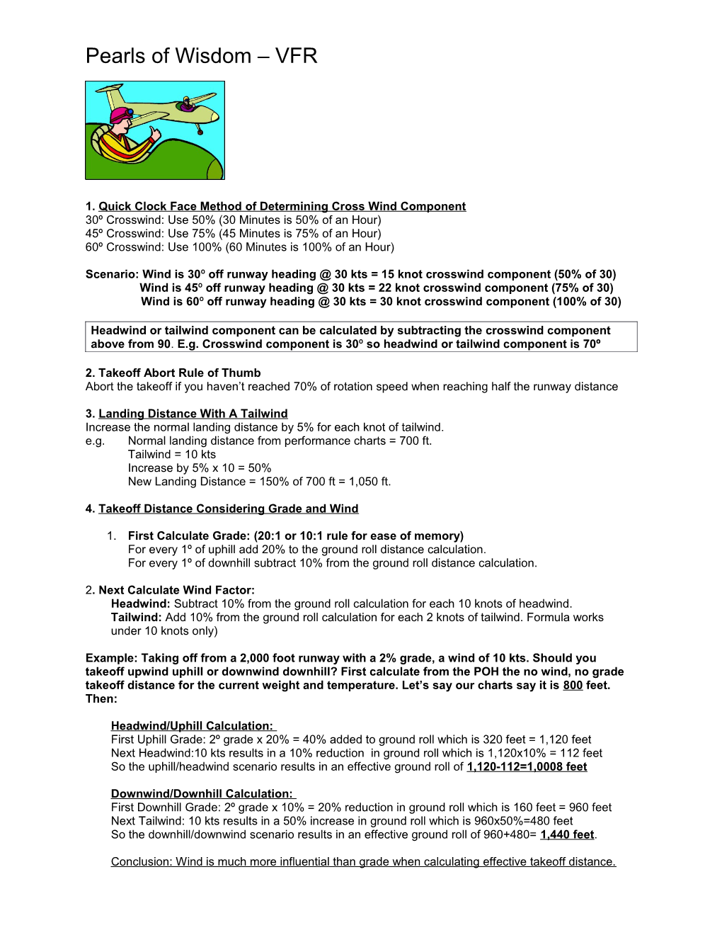 1. Quick Clock Face Method of Determining Cross Wind Component