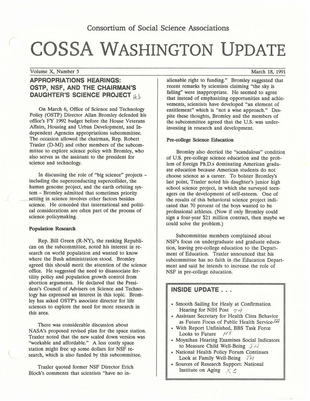 Cossa Washington Update