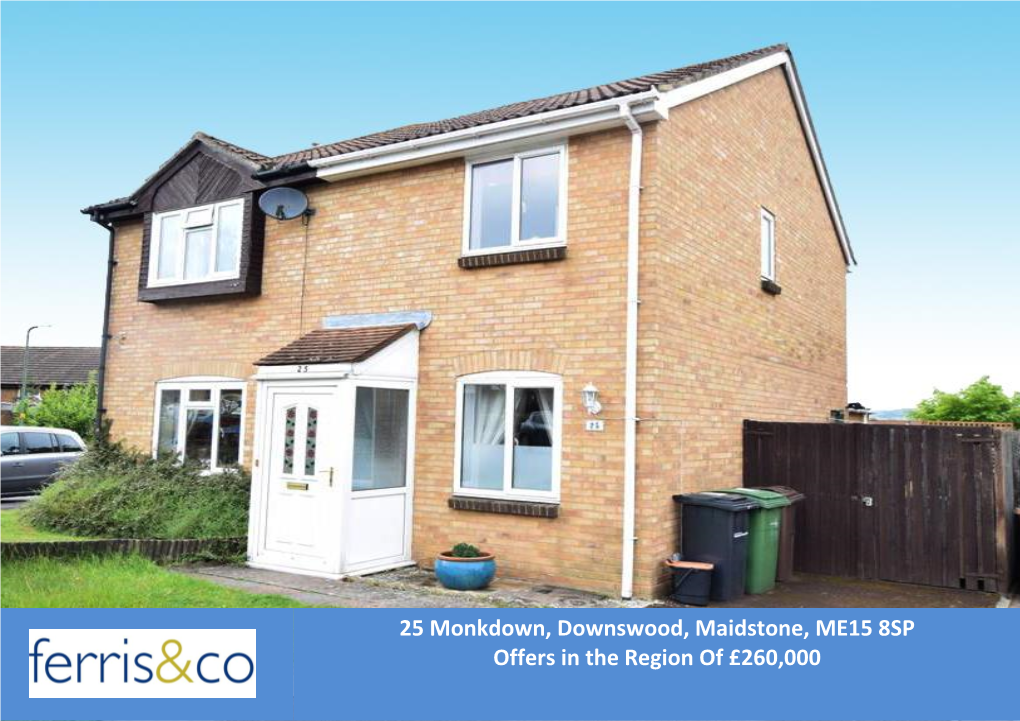 25 Monkdown, Downswood, Maidstone, ME15 8SP Offers in the Region of £260,000