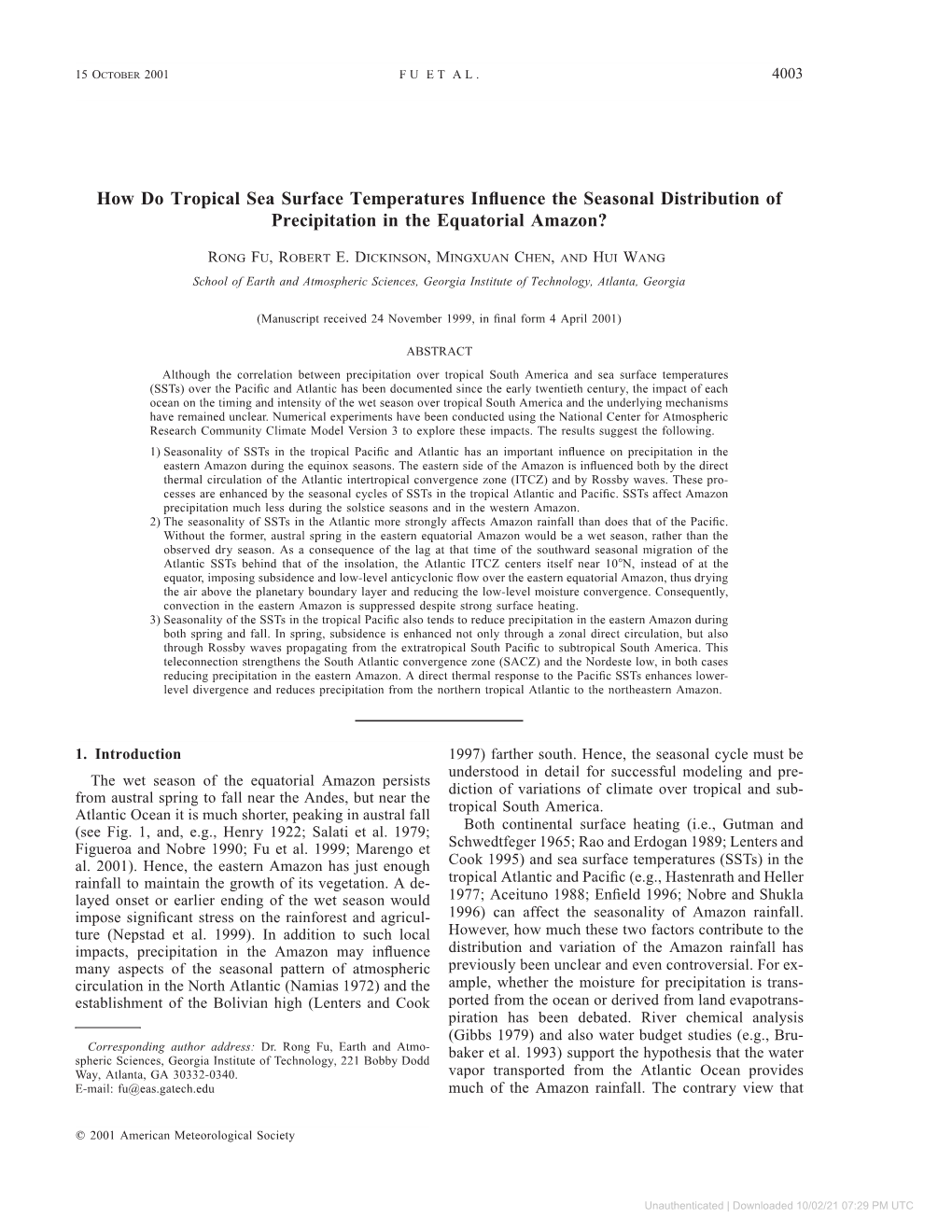 How Do Tropical Sea Surface Temperatures Influence The