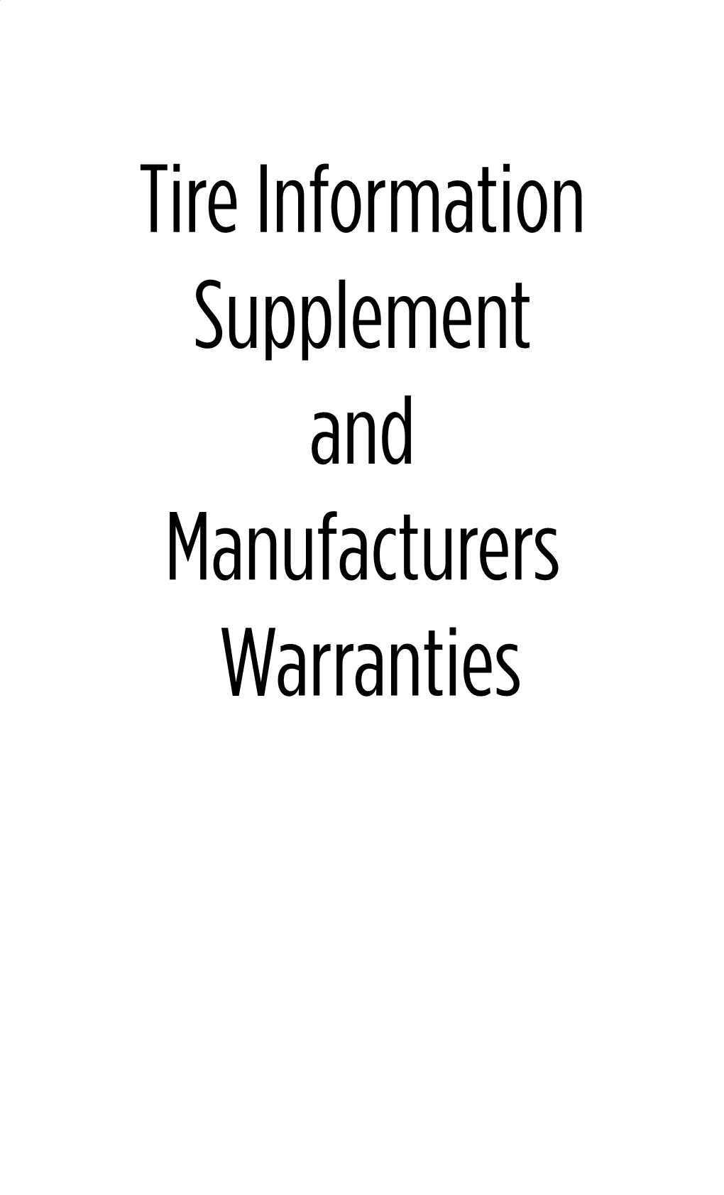 Tire Warranty Book