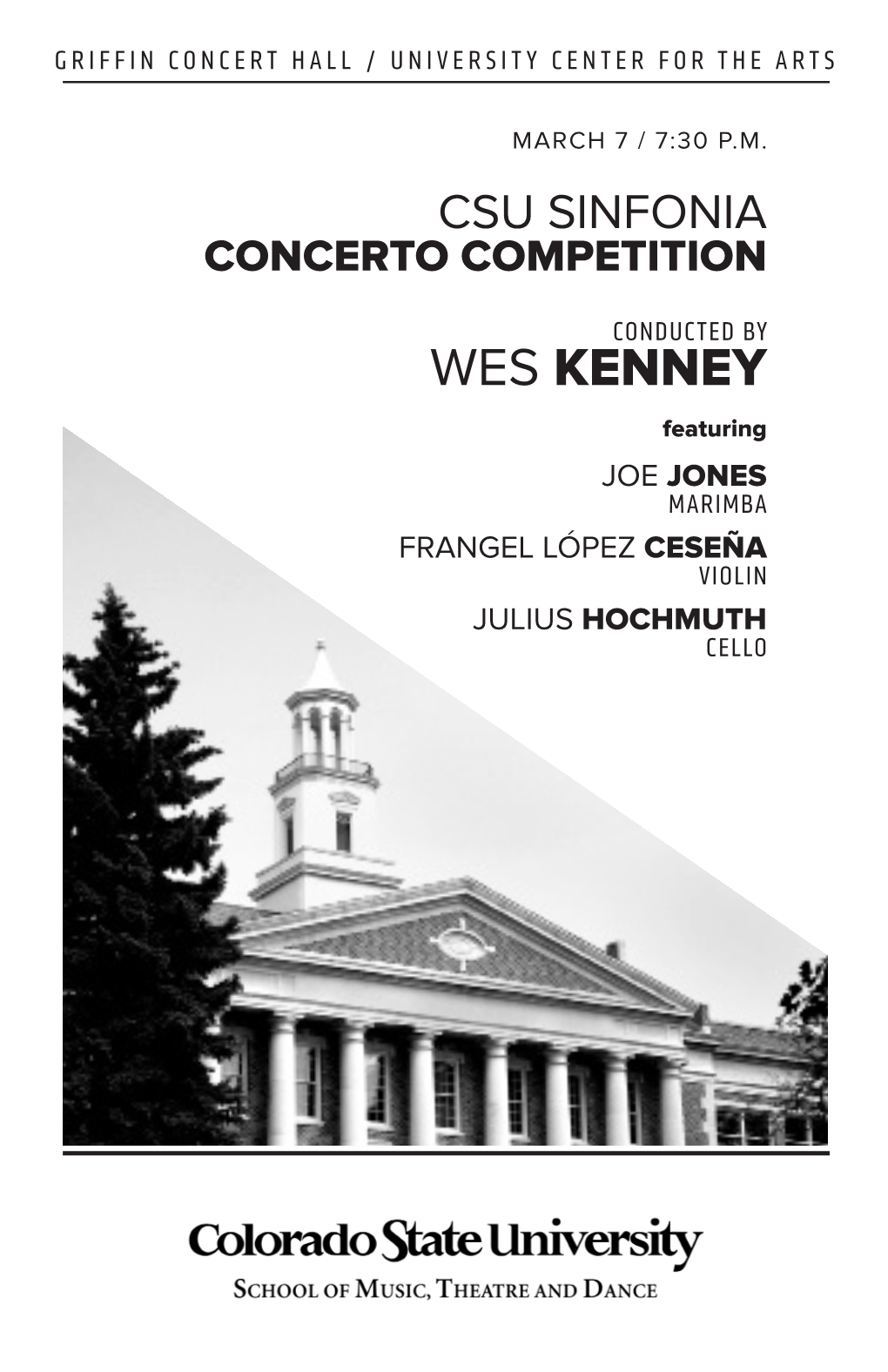 WES KENNEY Featuring JOE JONES MARIMBA FRANGEL LÓPEZ CESEÑA VIOLIN JULIUS HOCHMUTH CELLO TONIGHT's PROGRAM