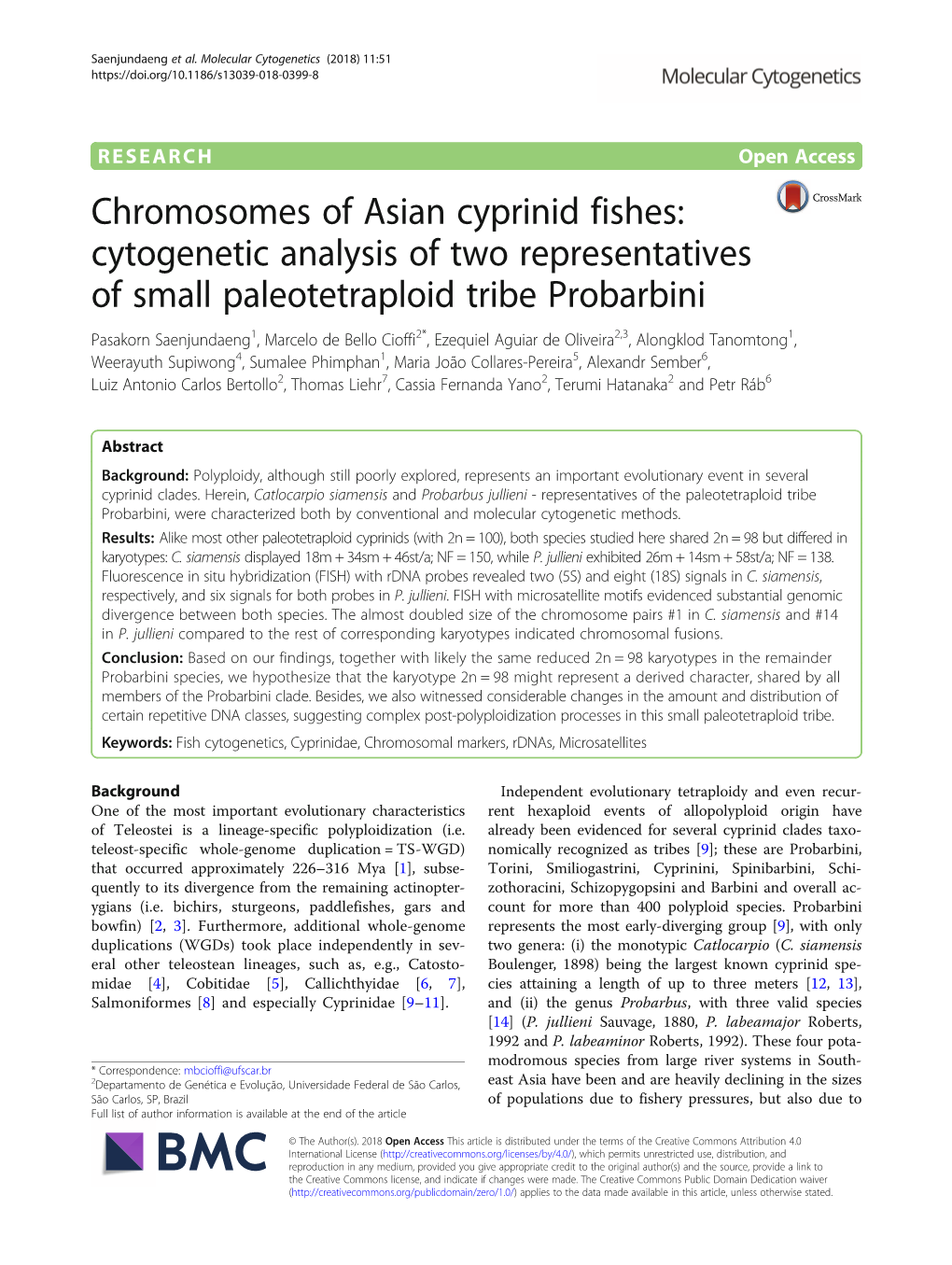 Chromosomes of Asian Cyprinid Fishes