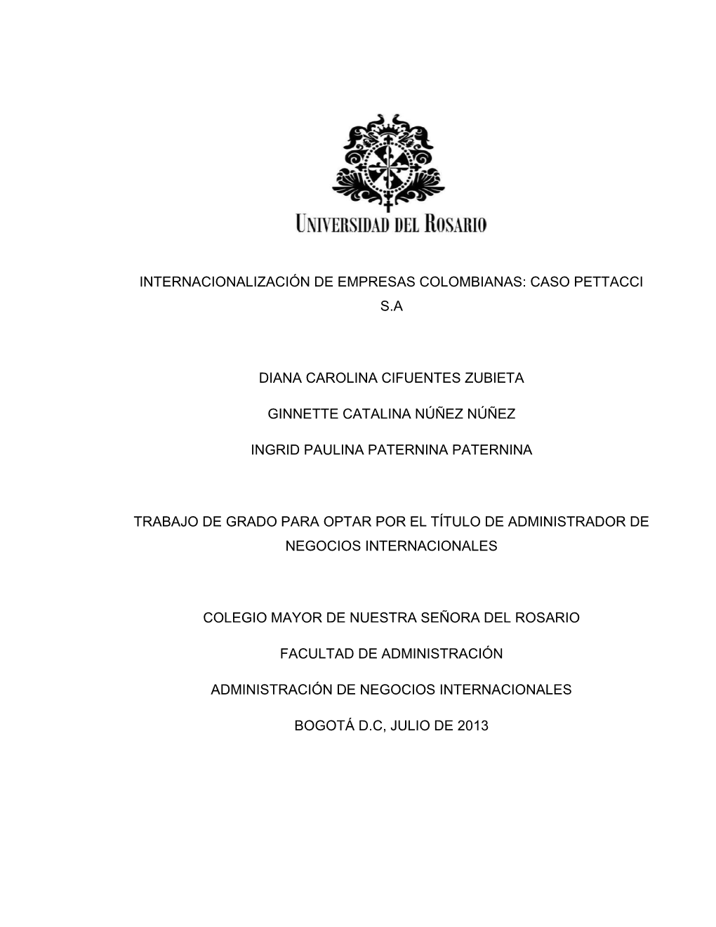 Internacionalización De Empresas Colombianas: Caso Pettacci S.A