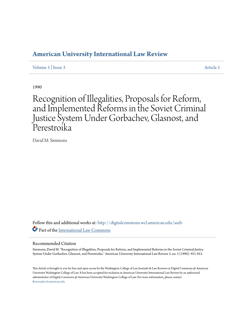 American University International Law Review