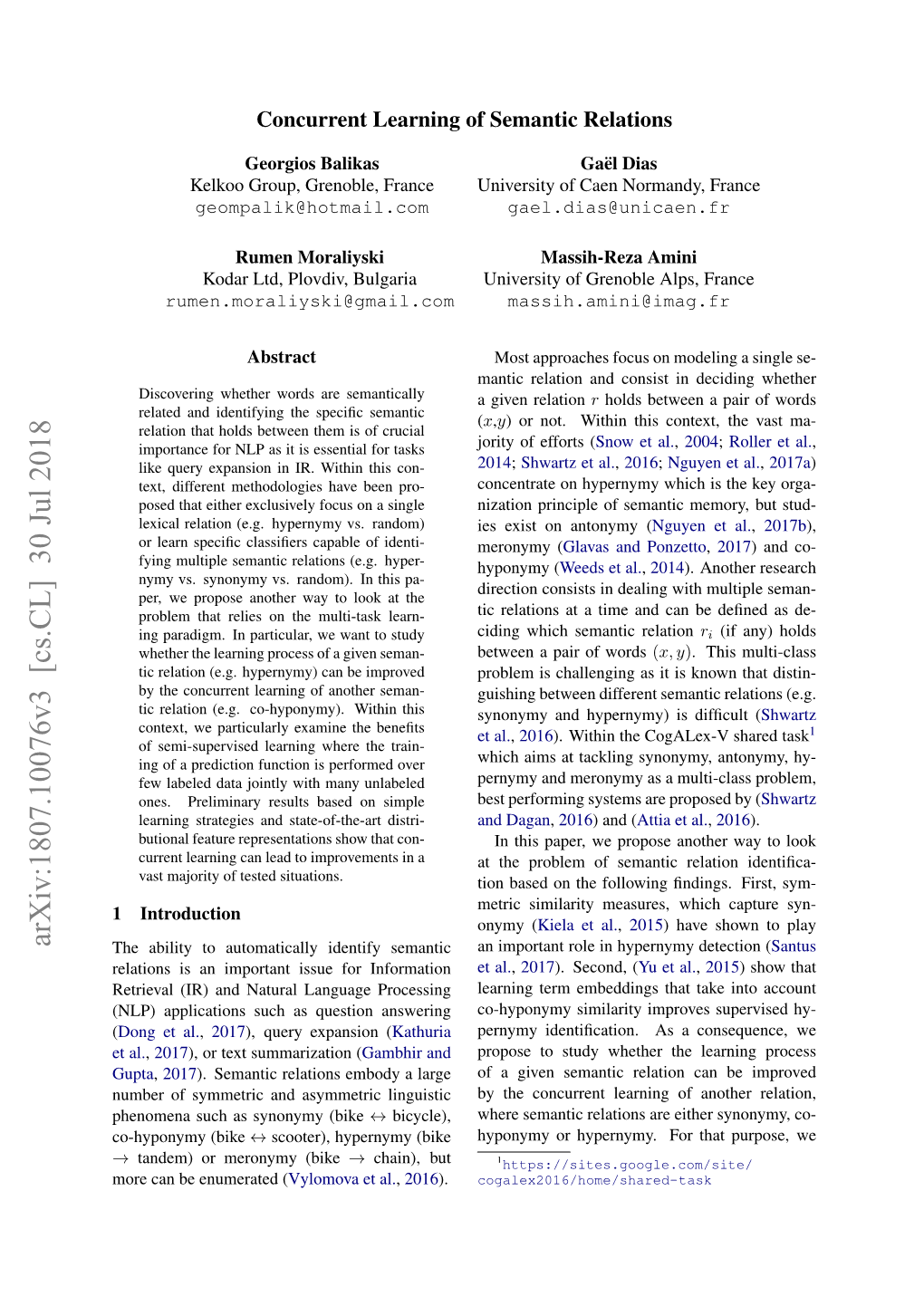 Concurrent Learning of Semantic Relations