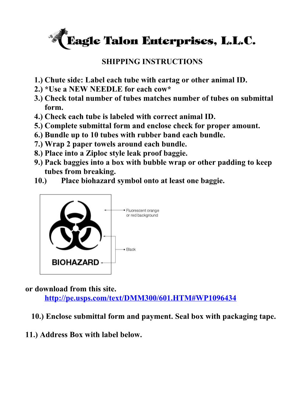 1.) Chute Side: Label Each Tube with Eartag Or Other Animal ID