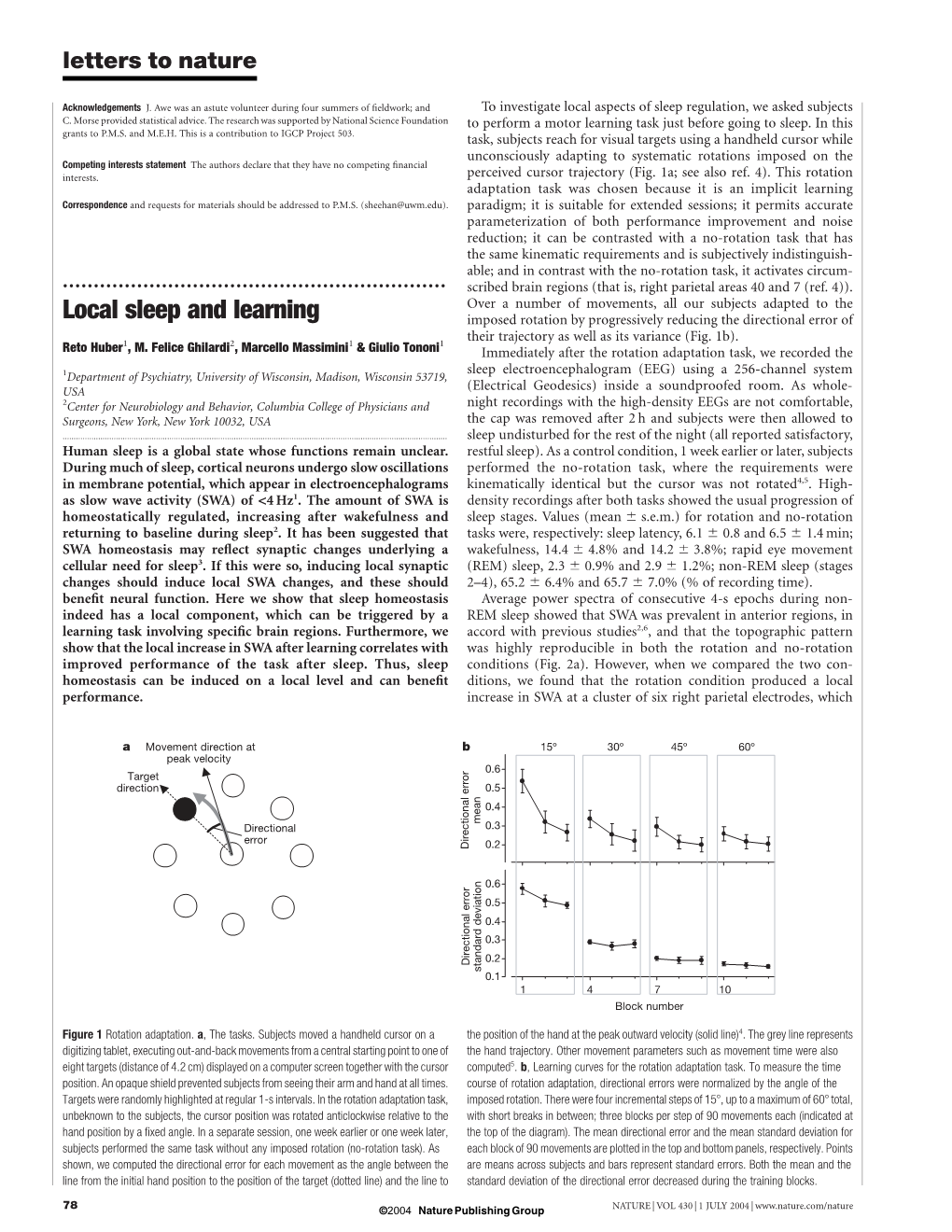 Local Sleep and Learning Imposed Rotation by Progressively Reducing the Directional Error Of