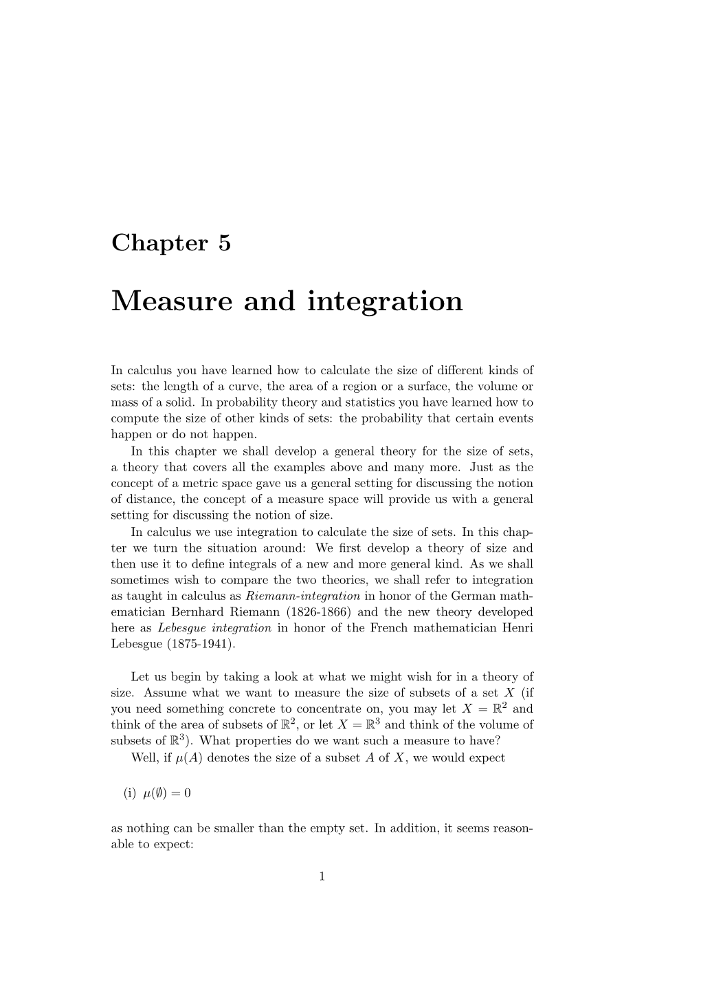 Measure and Integration