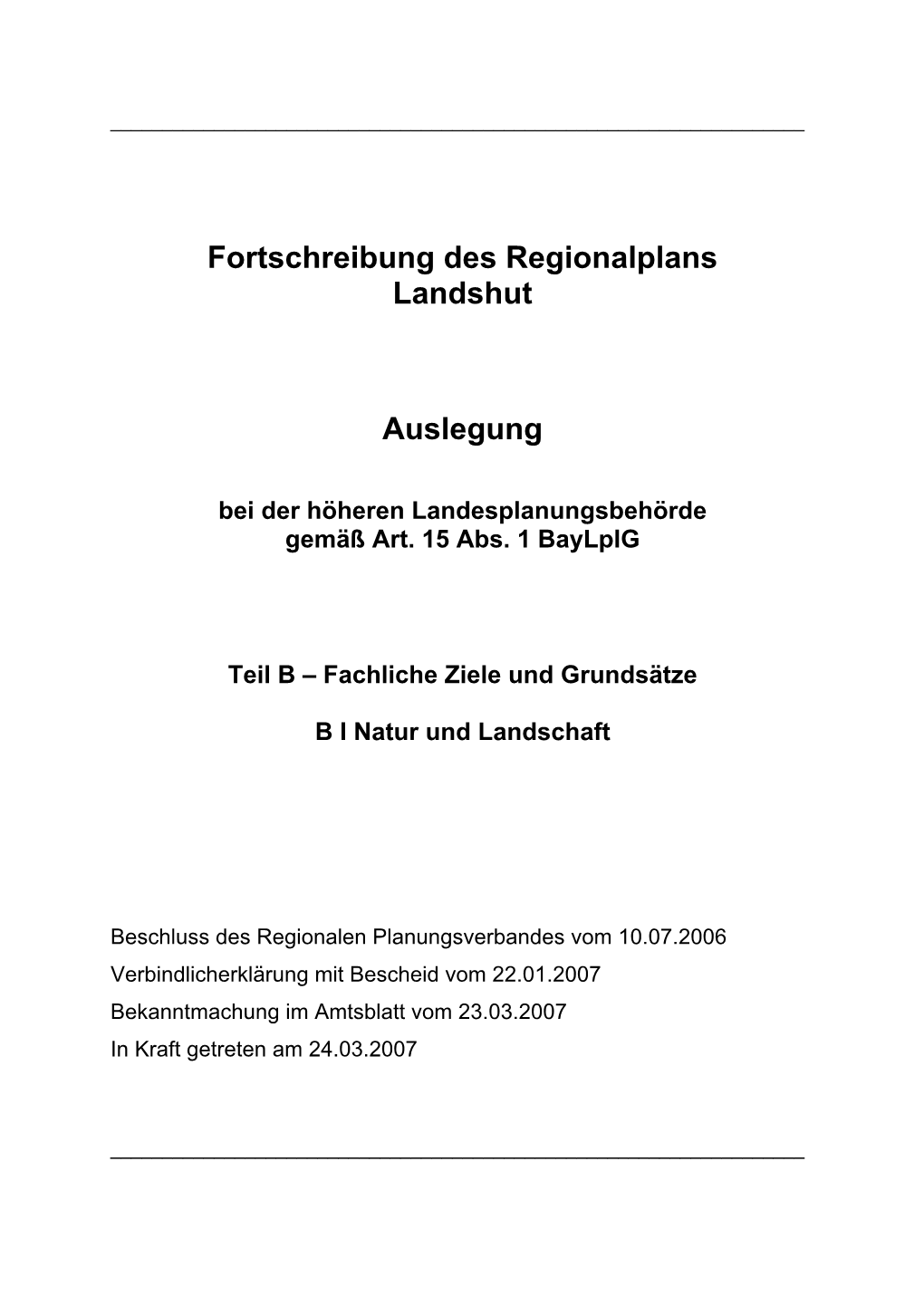Fortschreibung Des Regionalplans Landshut Auslegung