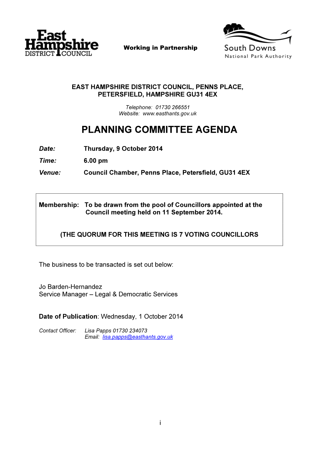 Planning Committee Agenda