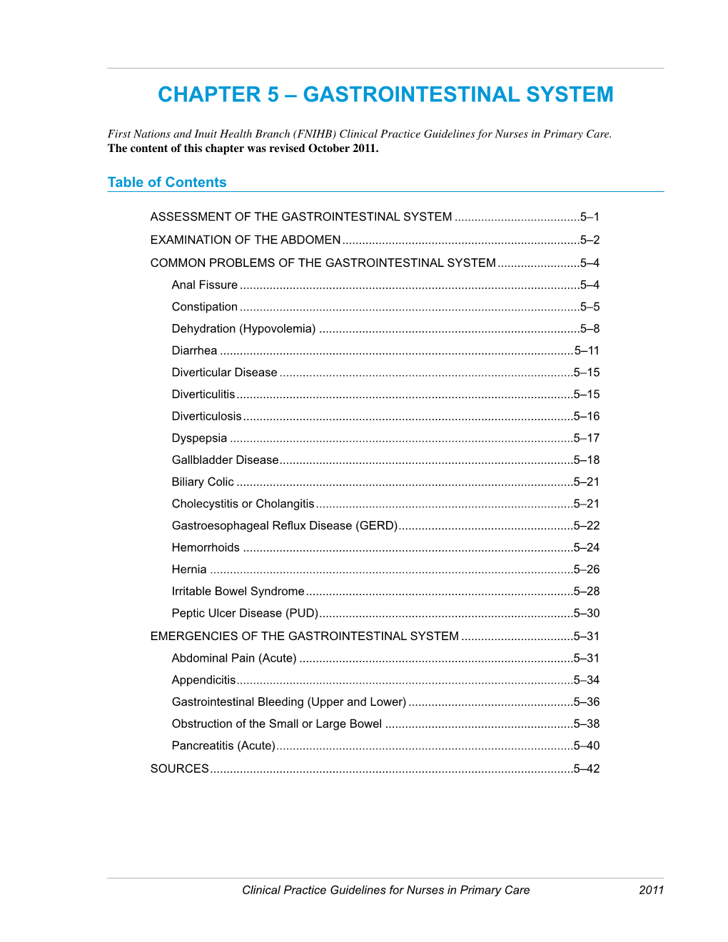 Chapter 5 – Gastrointestinal System