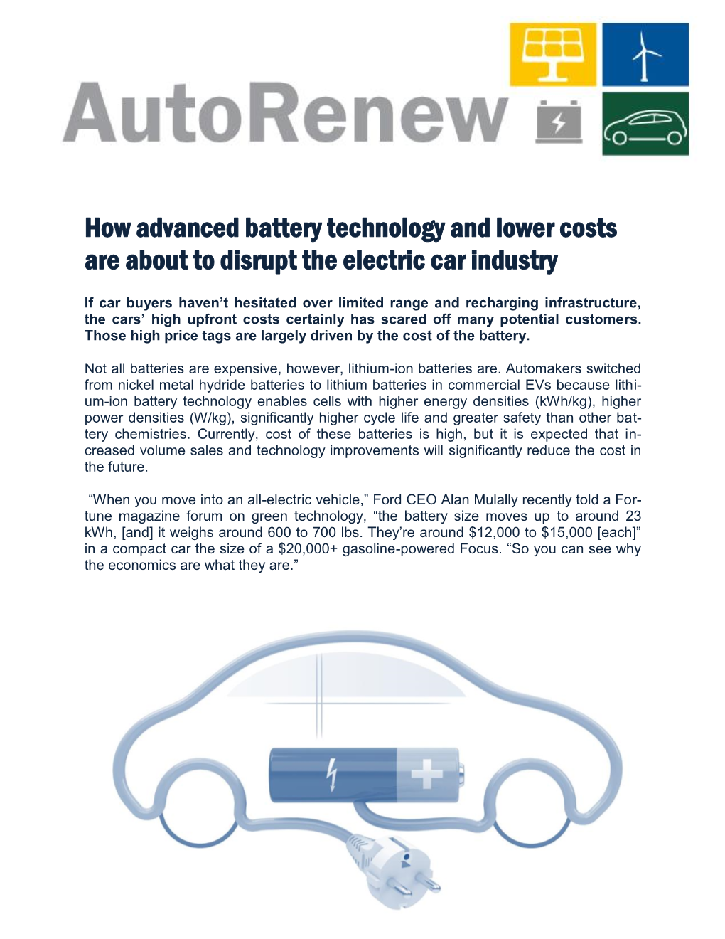 How Advanced Battery Technology and Lower Costs Are About to Disrupt the Electric Car Industry