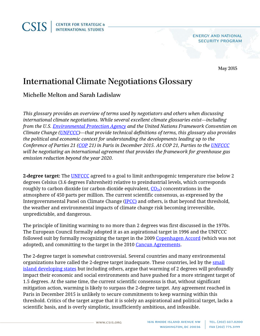 International Climate Negotiations Glossary