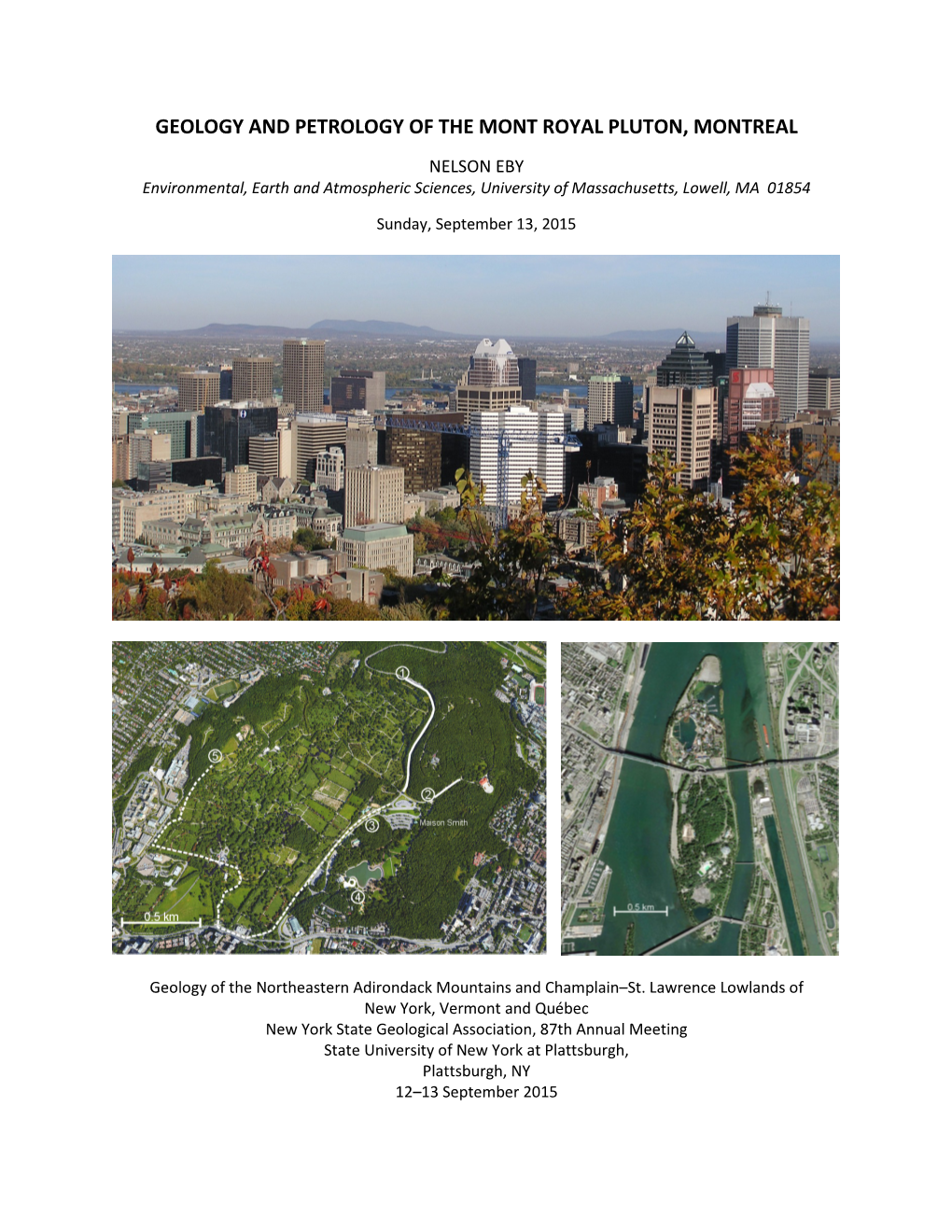 Geology and Petrology of the Mont Royal Pluton, Montreal
