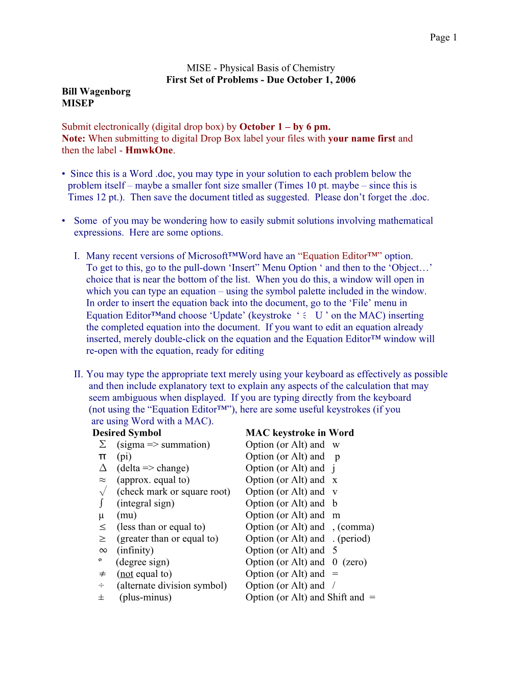 MISE - Physical Basis of Chemistry