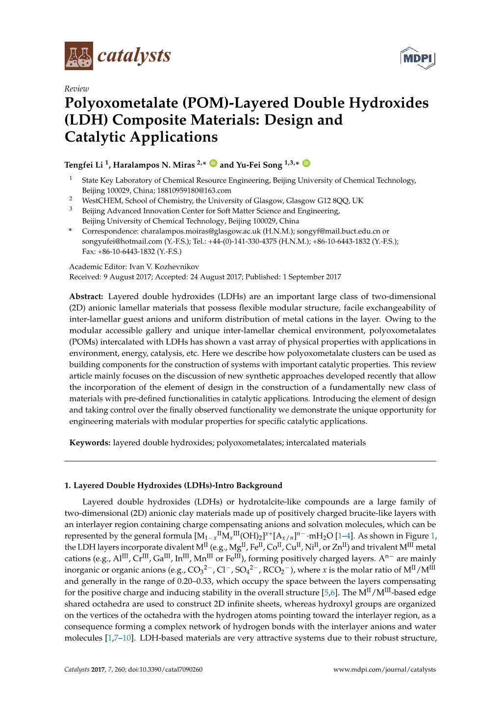 Polyoxometalate (POM)-Layered Double Hydroxides (LDH) Composite Materials: Design and Catalytic Applications