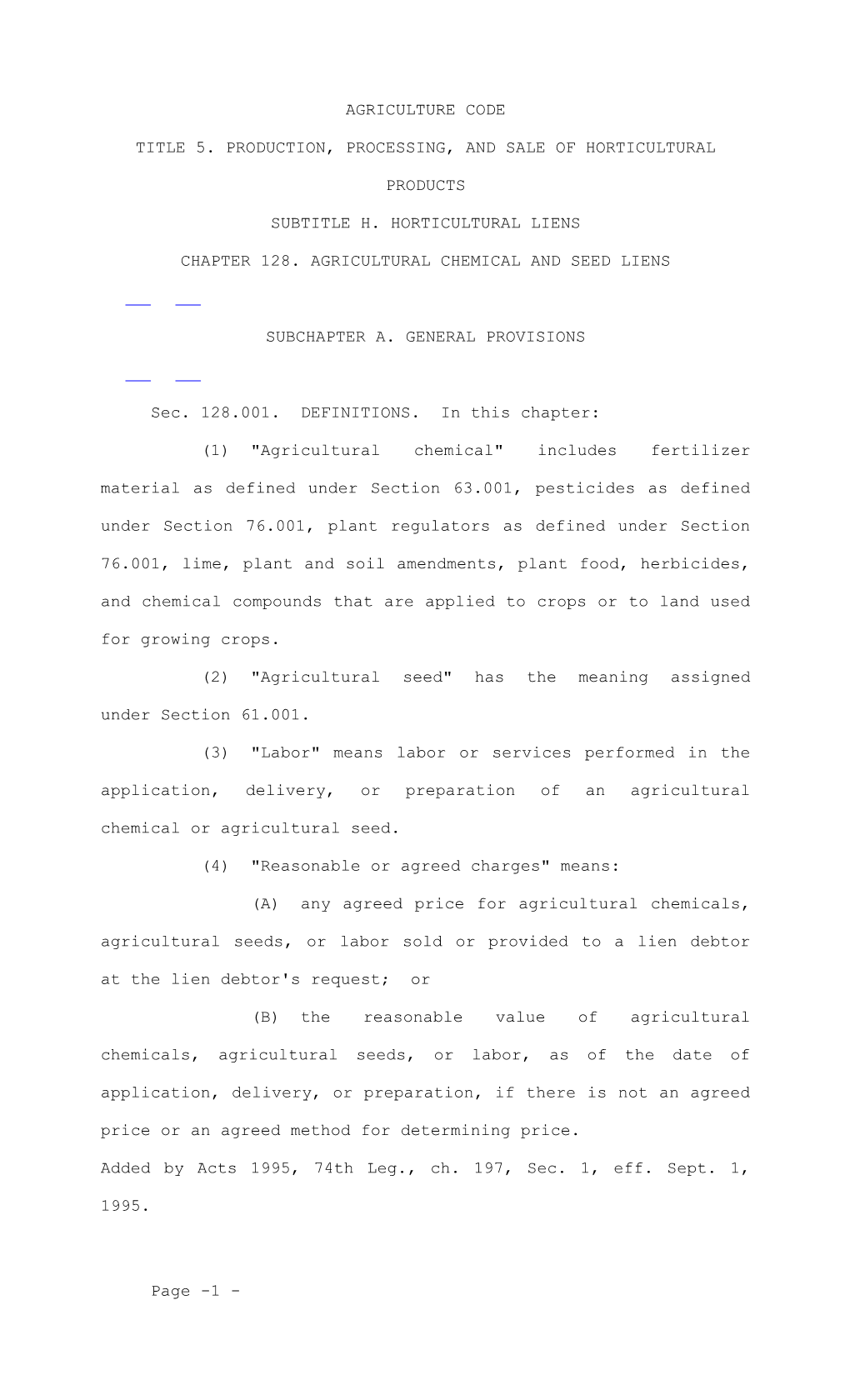 Title 5. Production, Processing, and Sale of Horticultural Products