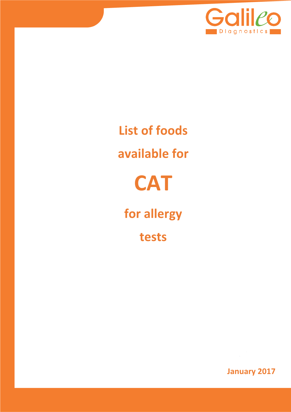 List of Foods Available for for Allergy Tests