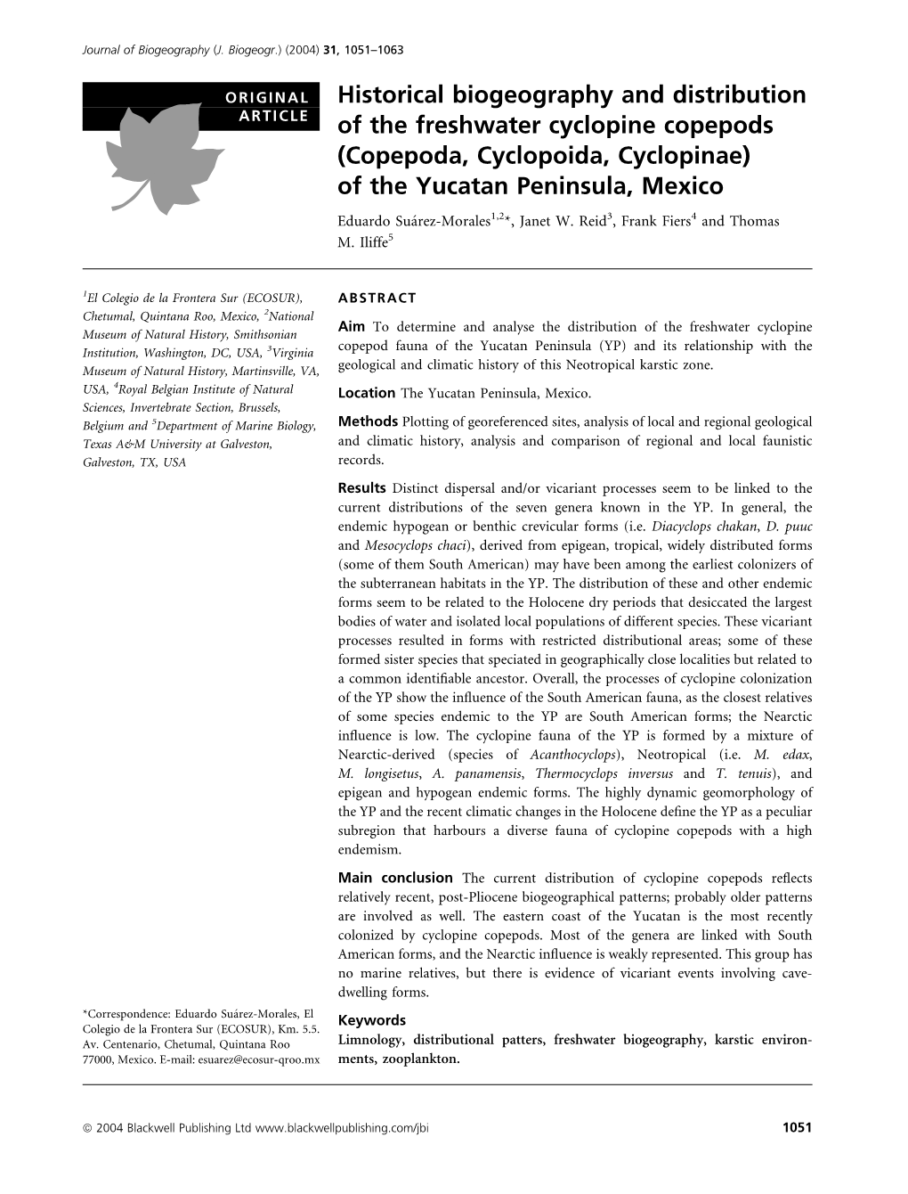 Historical Biogeography and Distribution