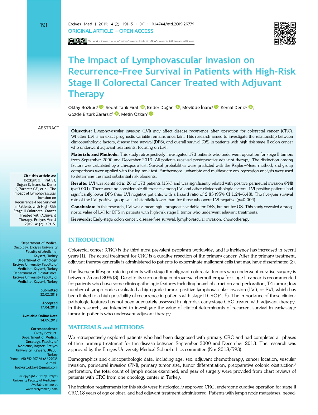 The Impact of Lymphovascular Invasion on Recurrence-Free Survival in Patients with High-Risk Stage II Colorectal Cancer Treated with Adjuvant Therapy