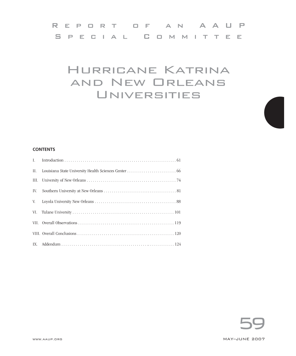 Hurricane Katrina and New Orleans Universities