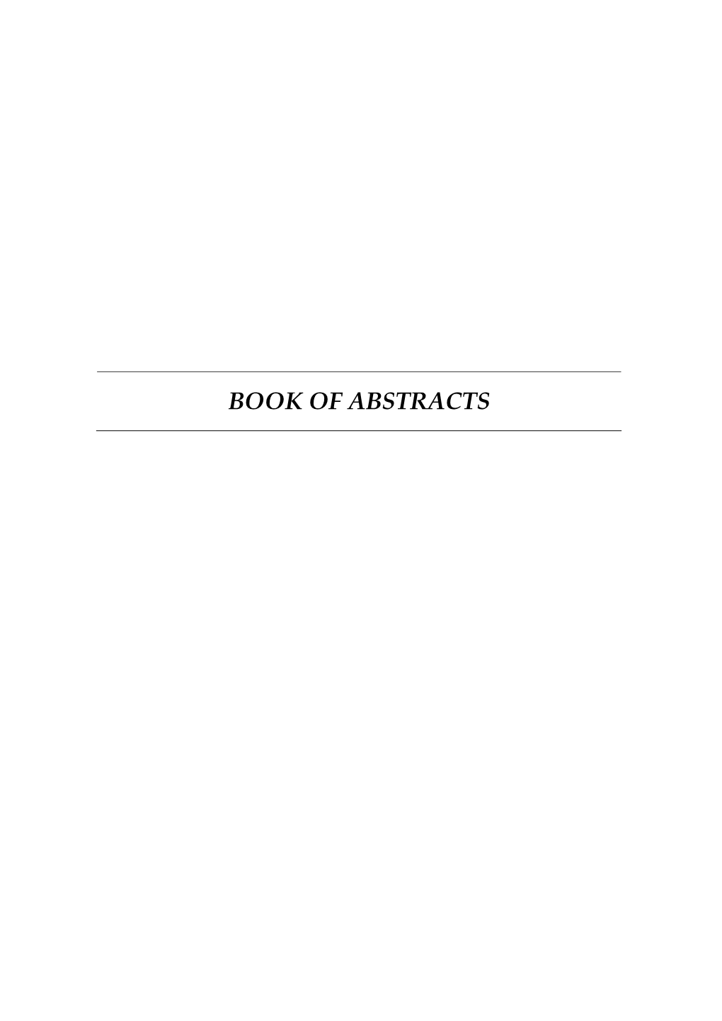 Book of Abstracts