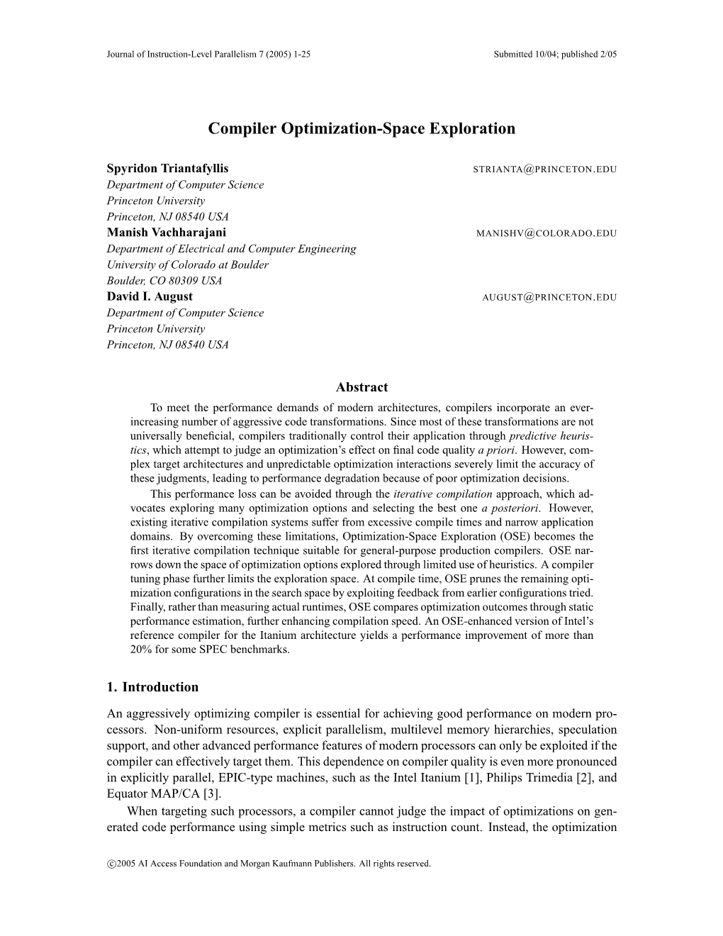 Compiler Optimization-Space Exploration