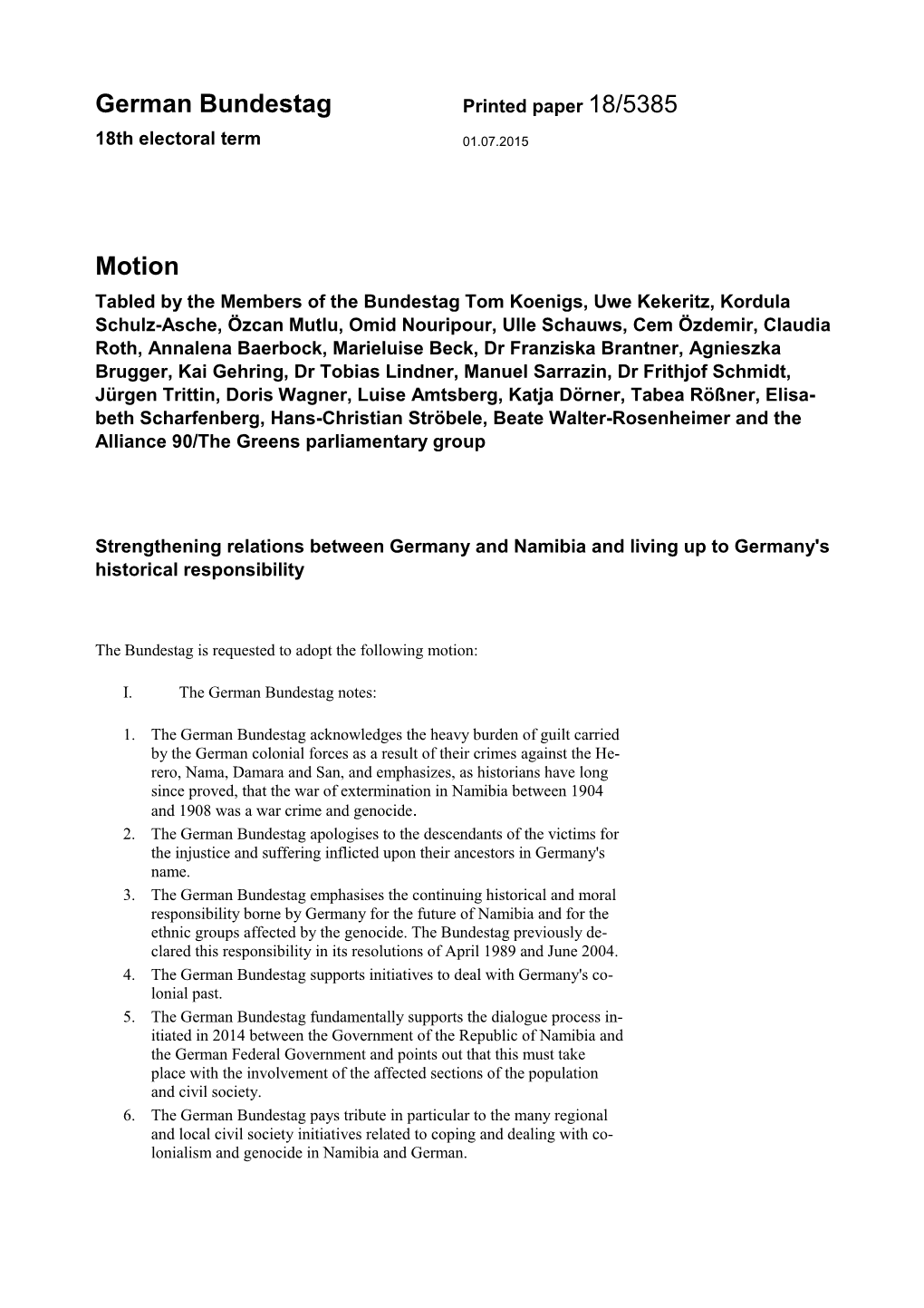 German Bundestag Motion