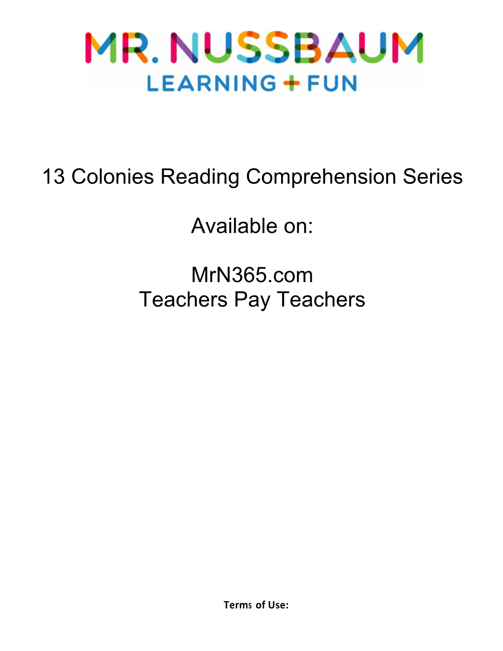 13 Colonies Reading Comprehension Series Available On