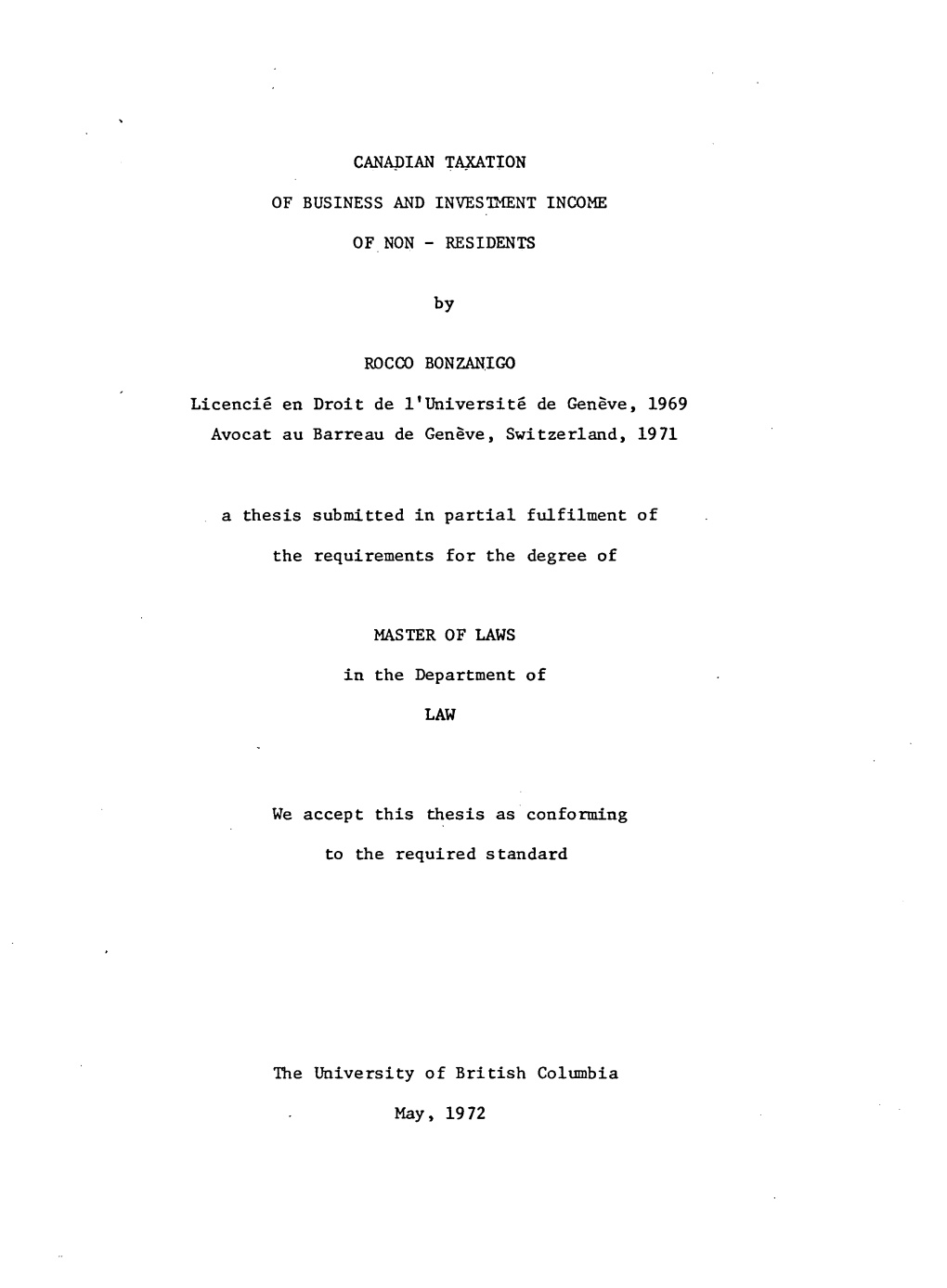 Canadian Taxation of Business and Investment Income of Non-Residents