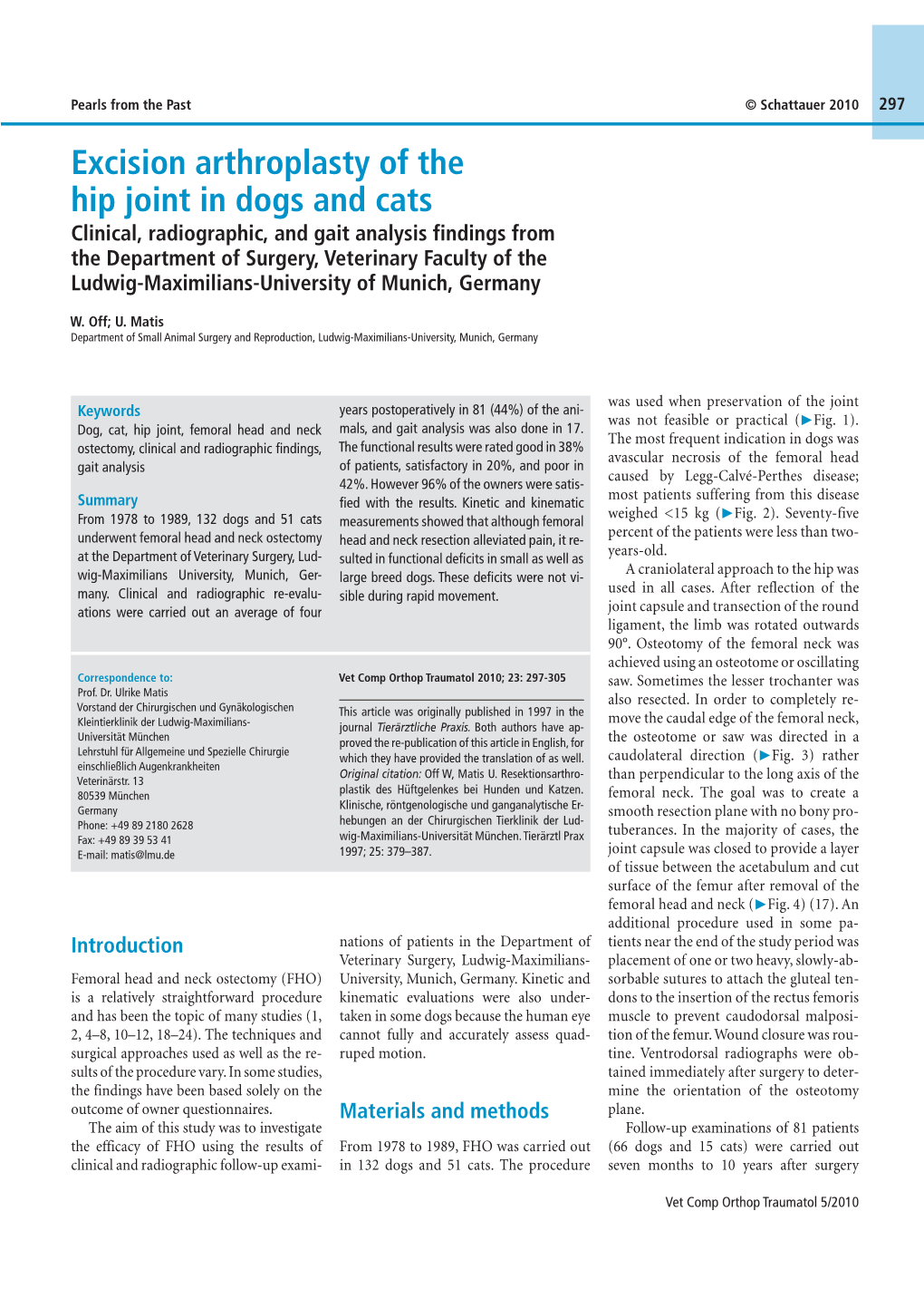 Excision Arthroplasty of the Hip Joint in Dogs and Cats