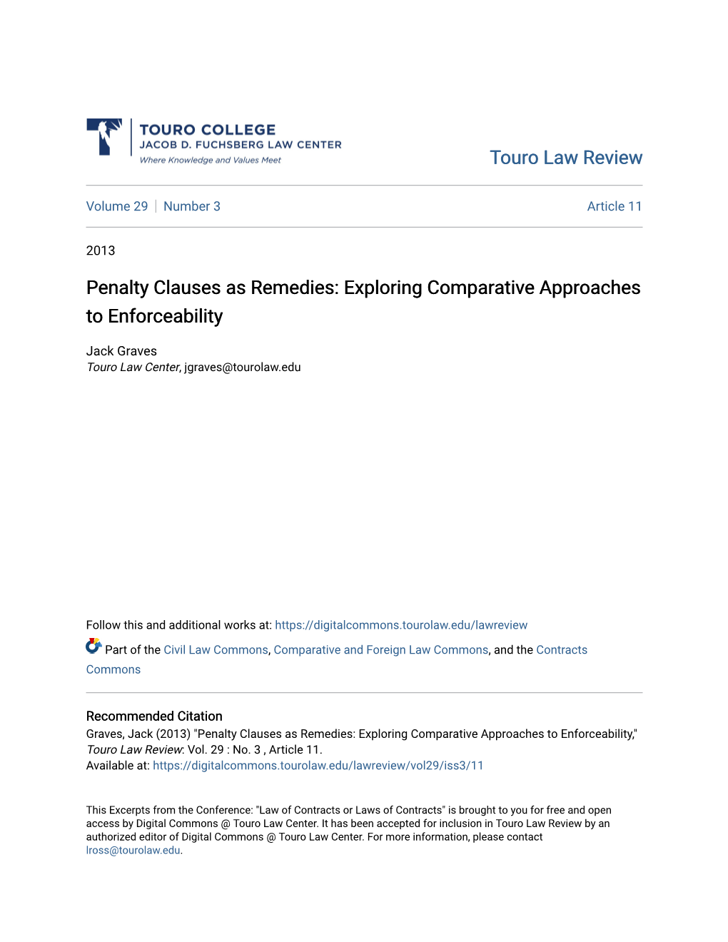 Penalty Clauses As Remedies: Exploring Comparative Approaches to Enforceability