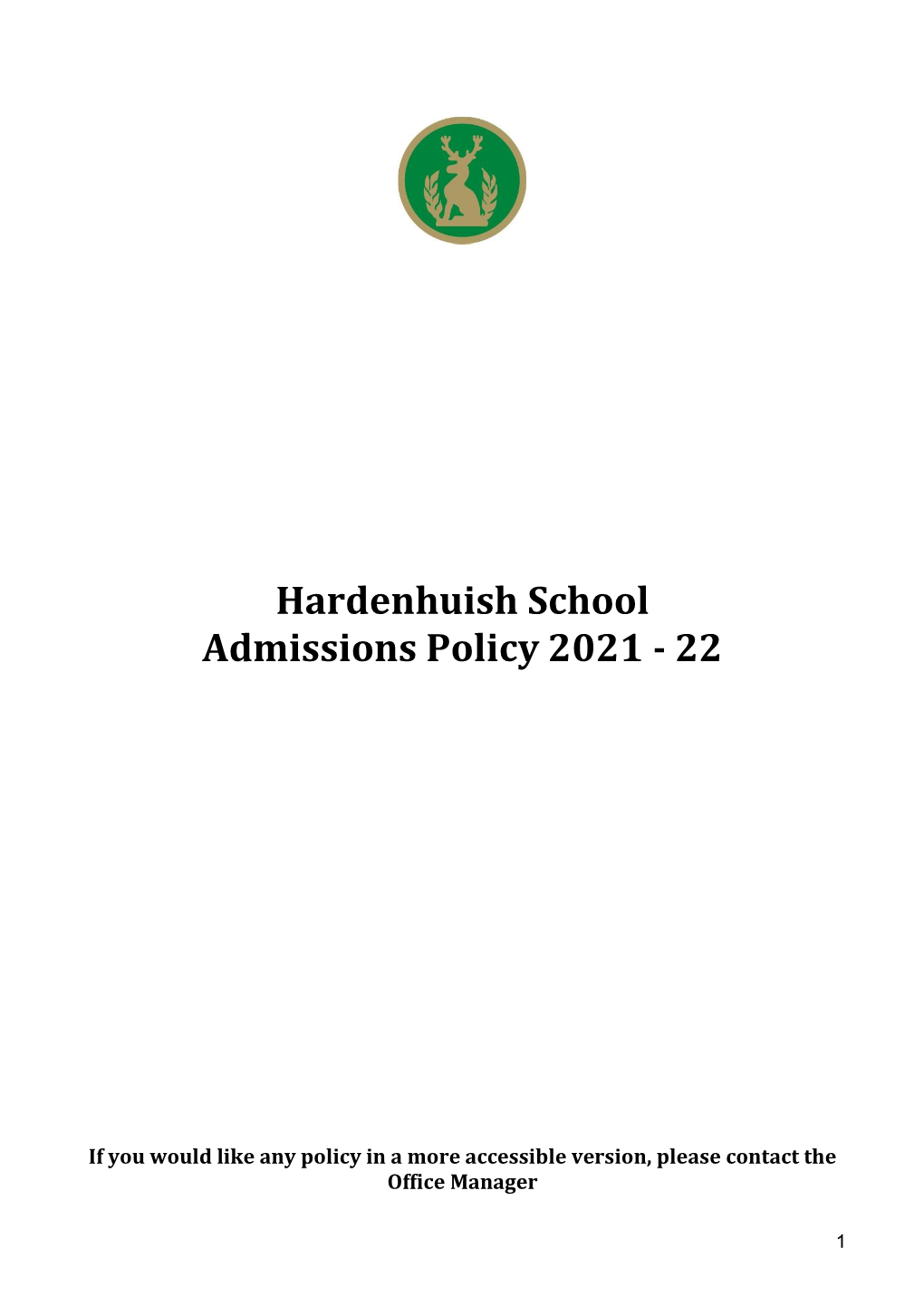 Hardenhuish School Admissions Policy 2021 - 22