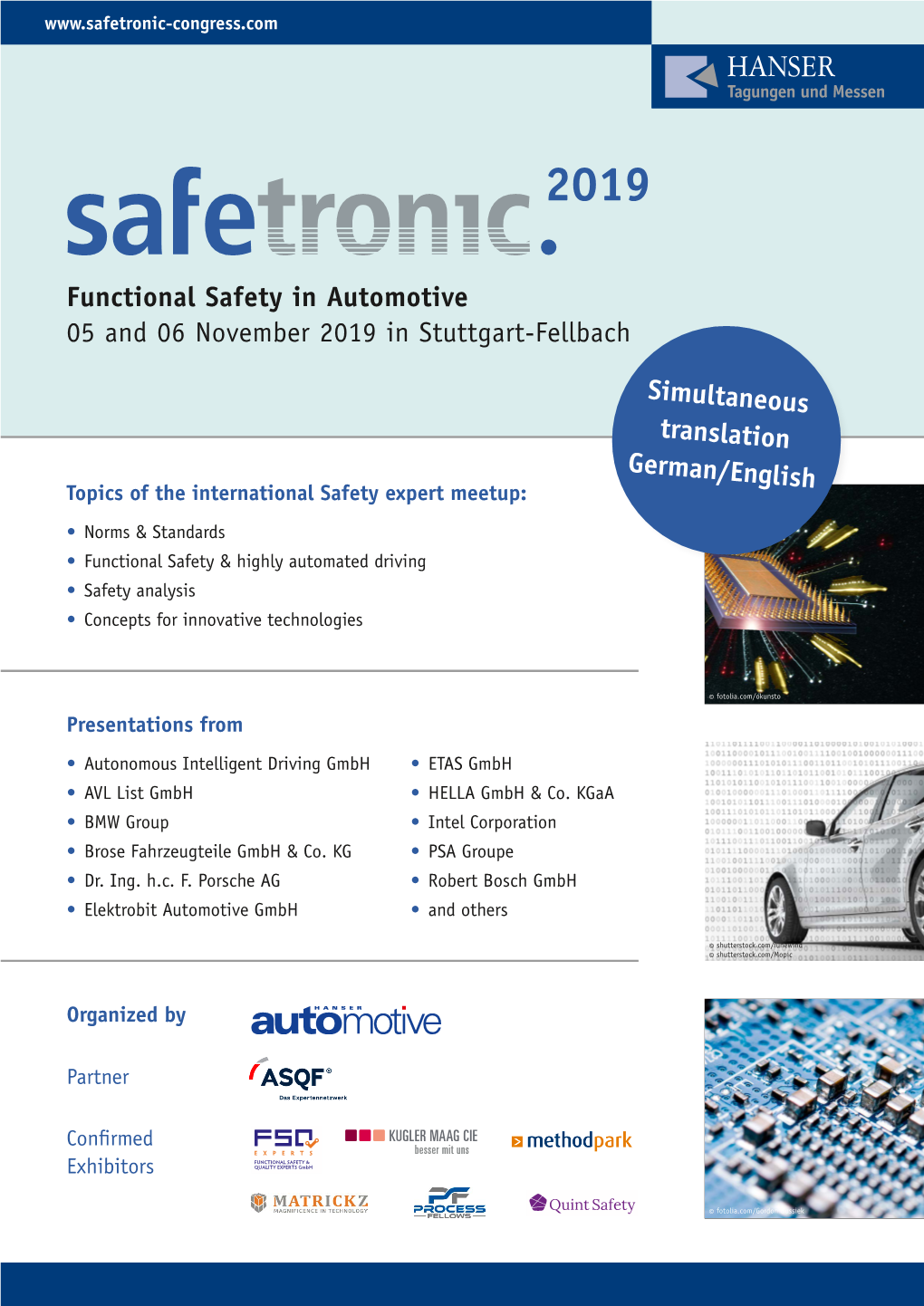 Functional Safety in Automotive 05 and 06 November 2019 in Stuttgart-Fellbach