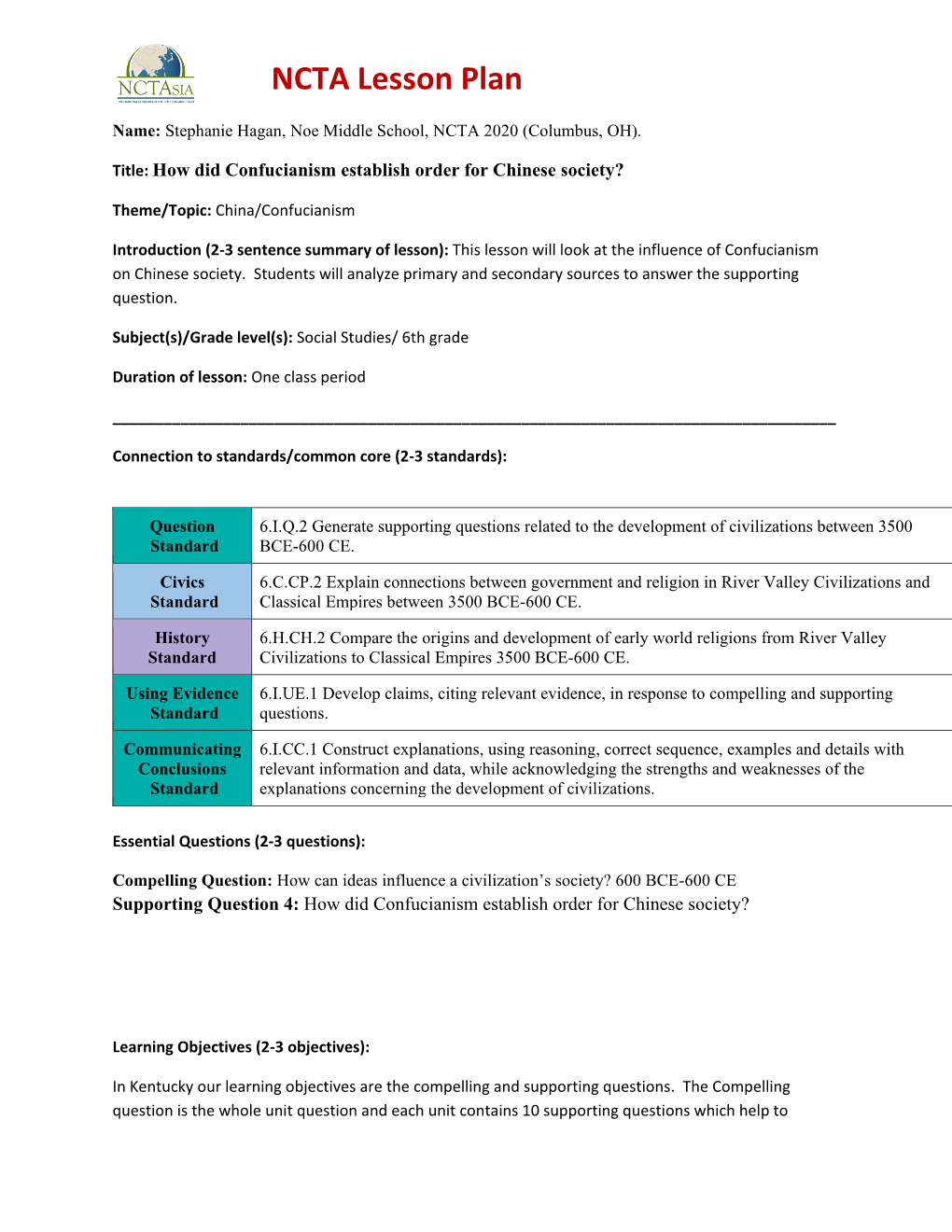 NCTA Lesson Plan