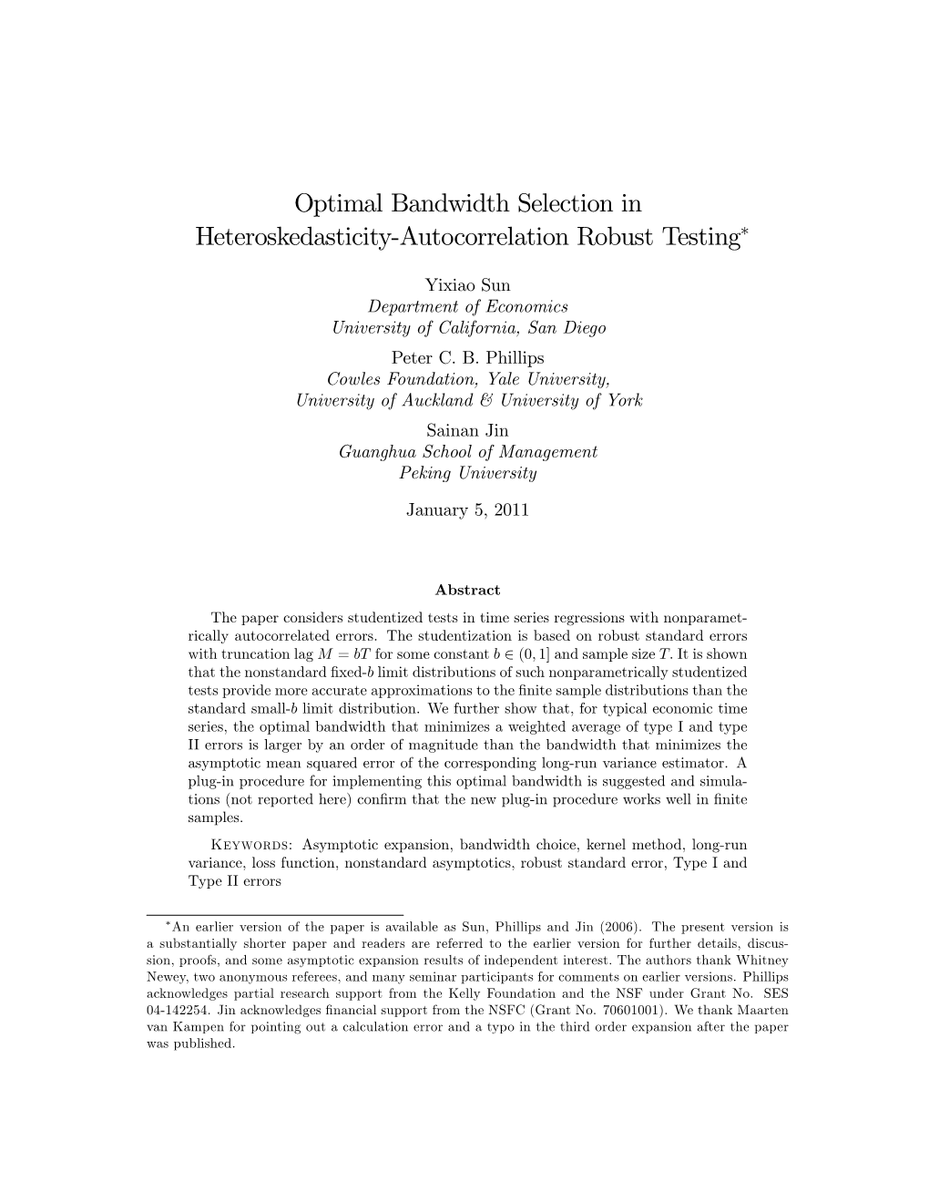 Optimal Bandwidth Selection in Heteroskedasticity#Autocorrelation