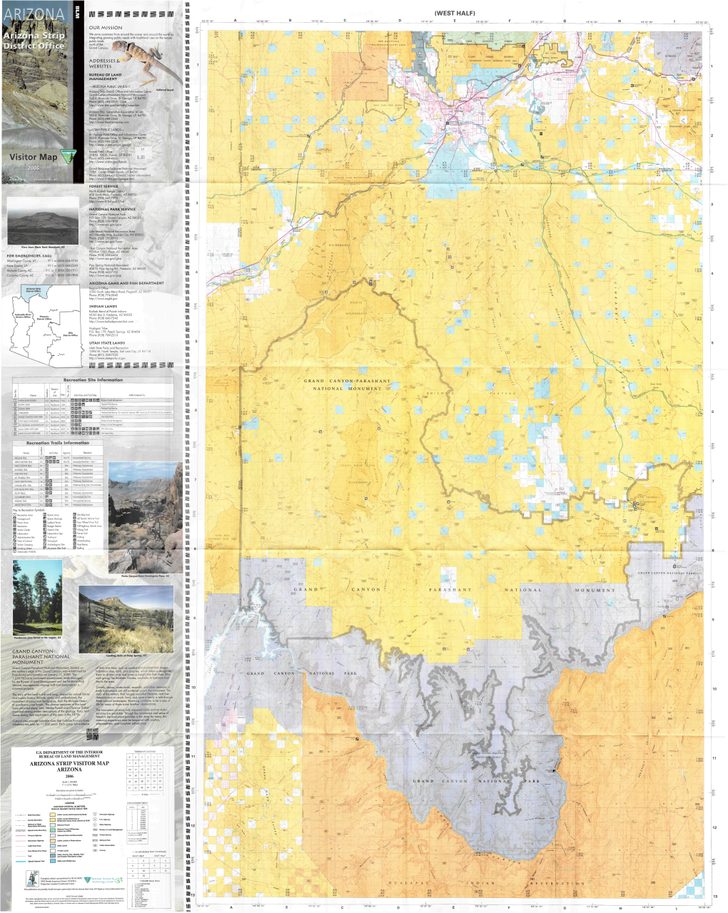 Arizona Strip Visitor Map Arizona