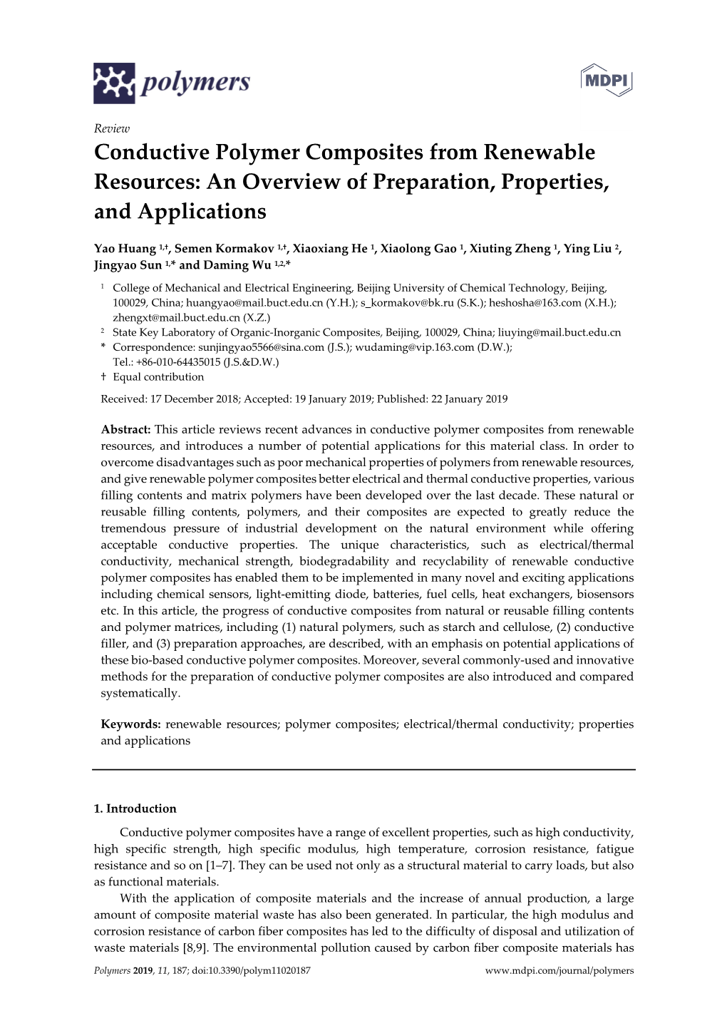 Conductive Polymer Composites from Renewable Resources: an Overview of Preparation, Properties, and Applications