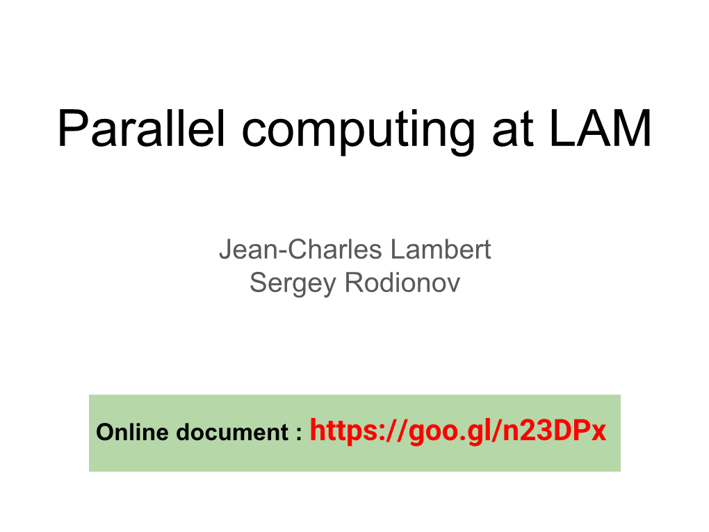 Parallel Computing at LAM