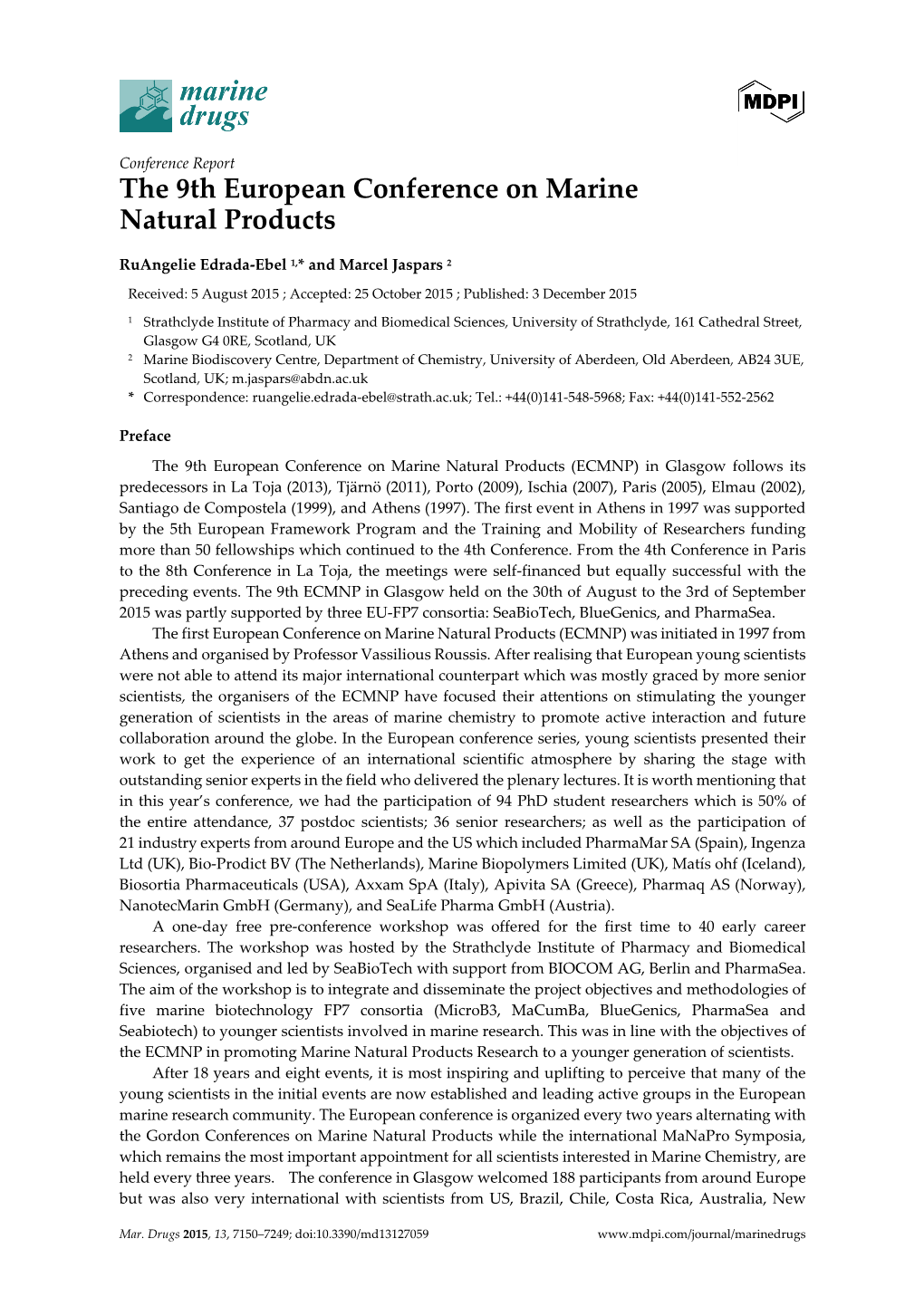 The 9Th European Conference on Marine Natural Products