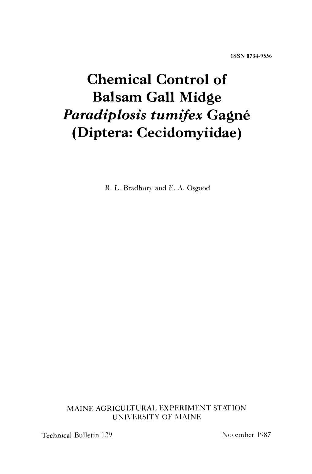 Chemical Control of Balsam Gall Midge Paradiplosts Tumifex Gagne (Diptera: Cecidomyiidae)