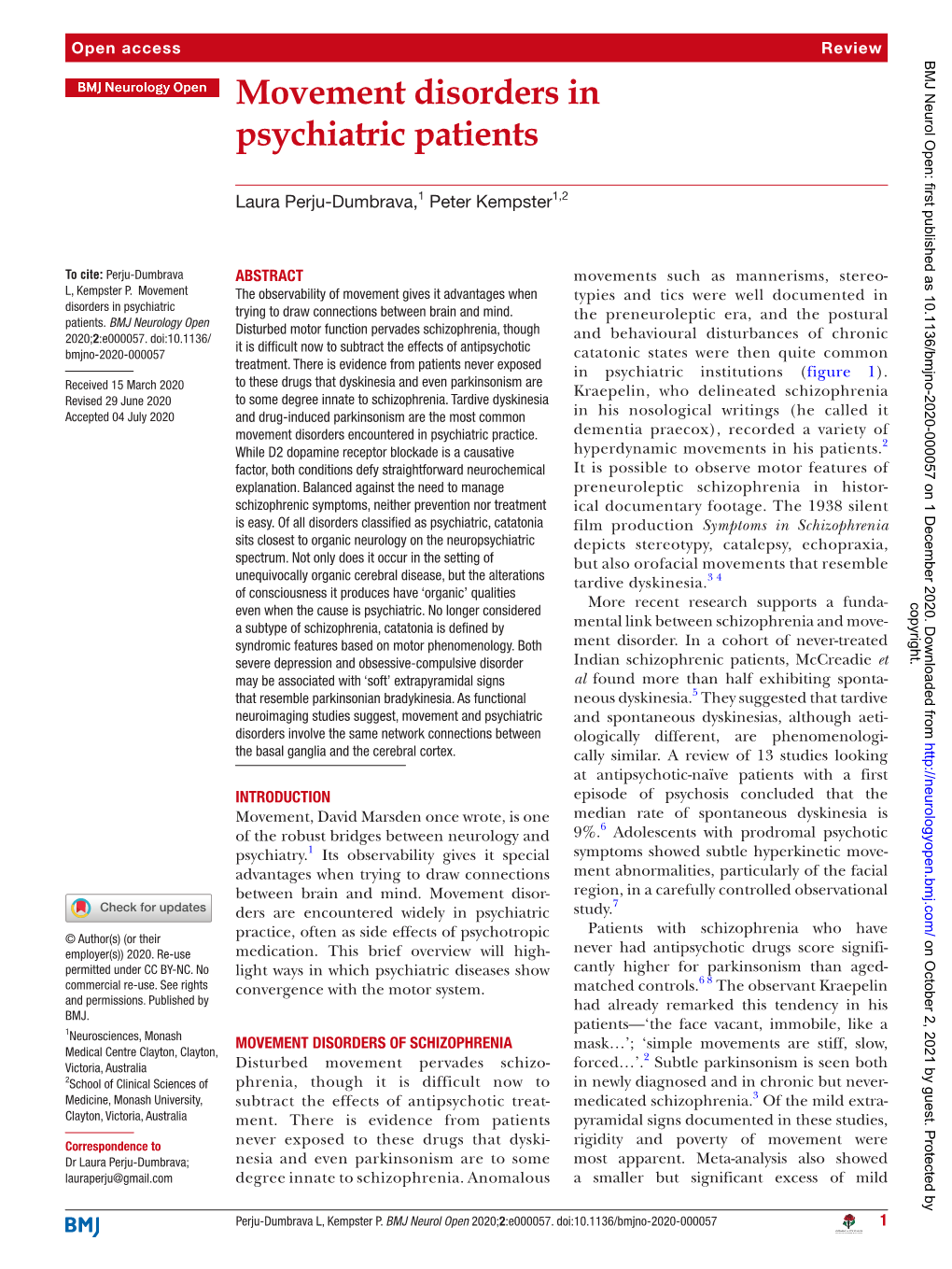 Movement Disorders in Psychiatric Patients