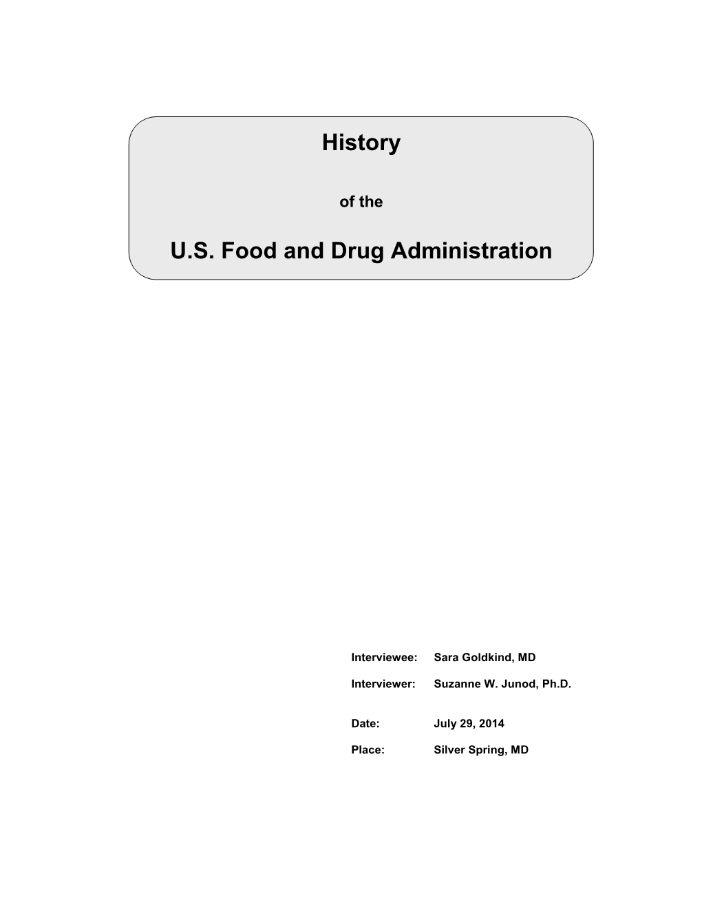 History U.S. Food and Drug Administration