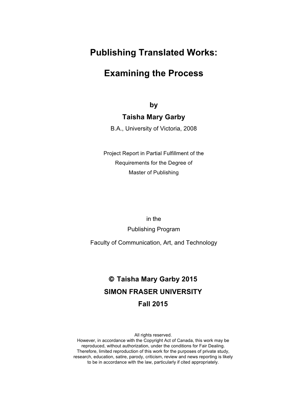 Publishing Translated Works
