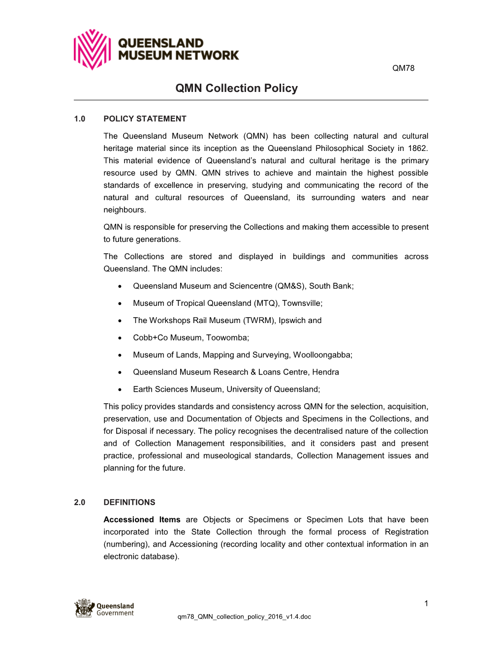 QM Collection Development Policy