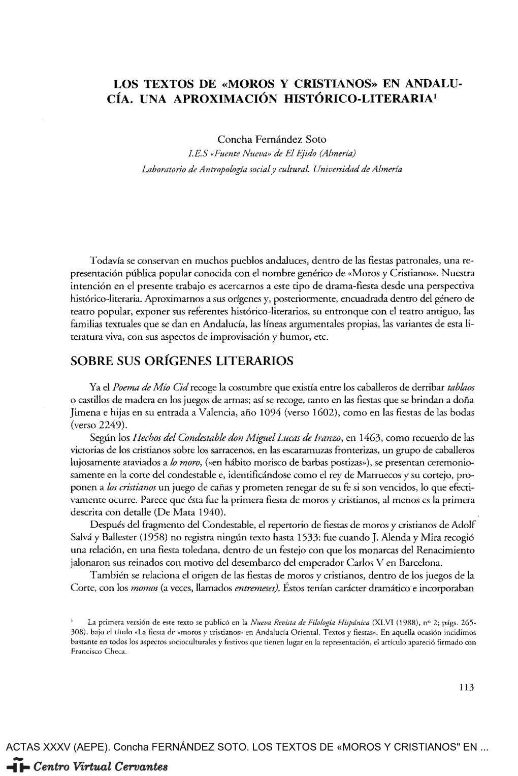 Los Textos De «Moros Y Cristianos" En Andalucía. Una Aproximación Histórico-Literaria