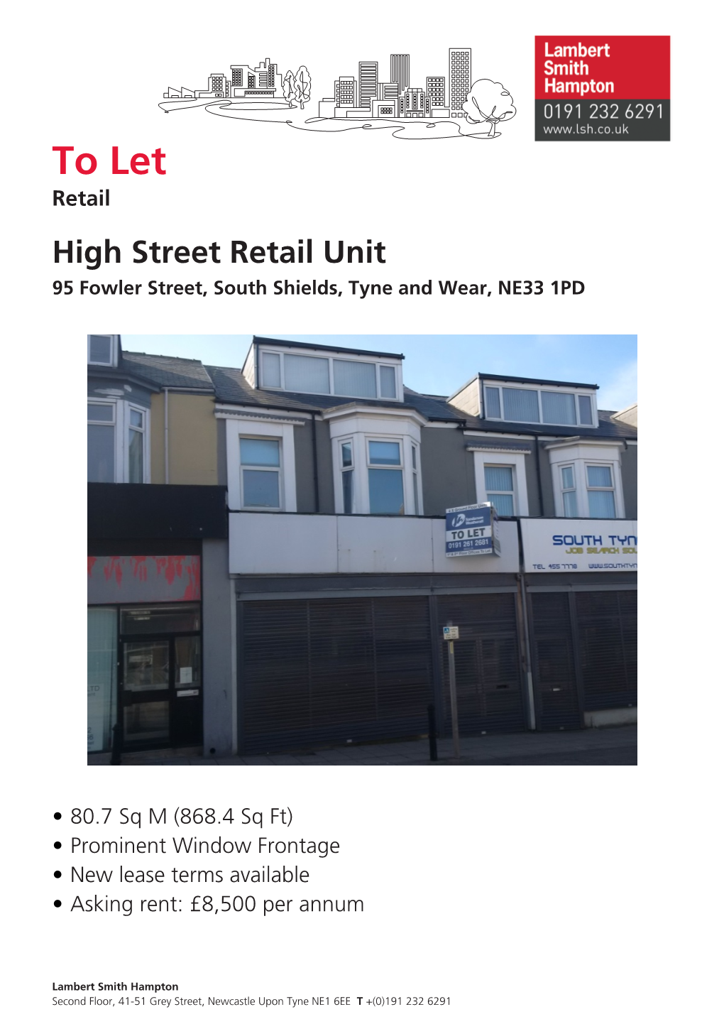 To Let,95 Fowler Street, South Shields, Tyne and Wear, NE33