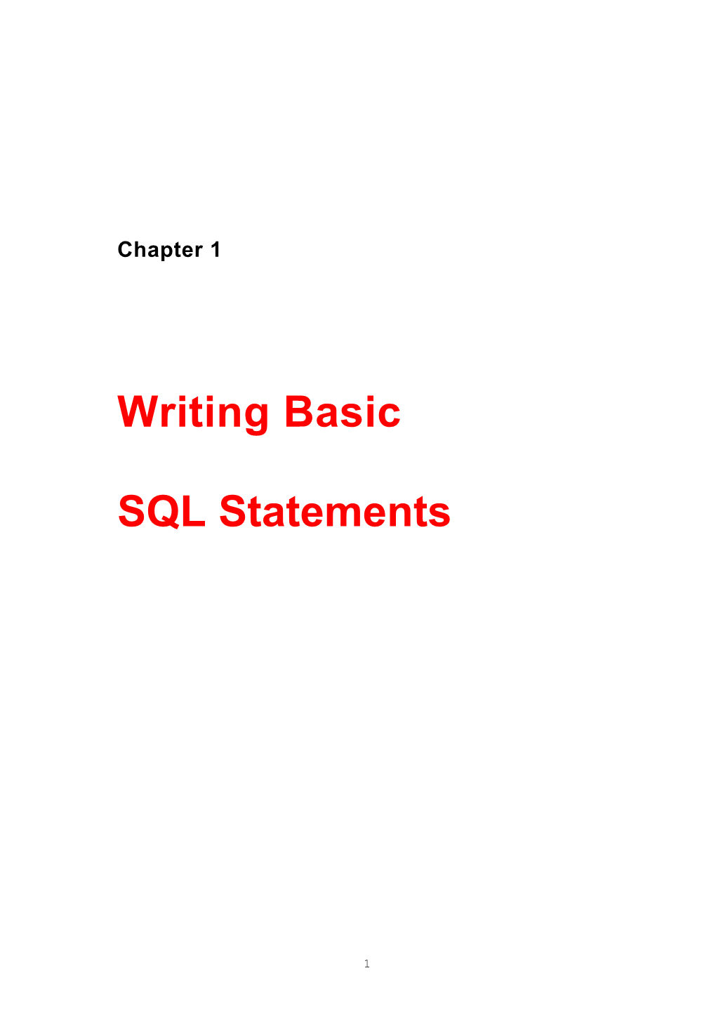 Writing Basic SQL Statements